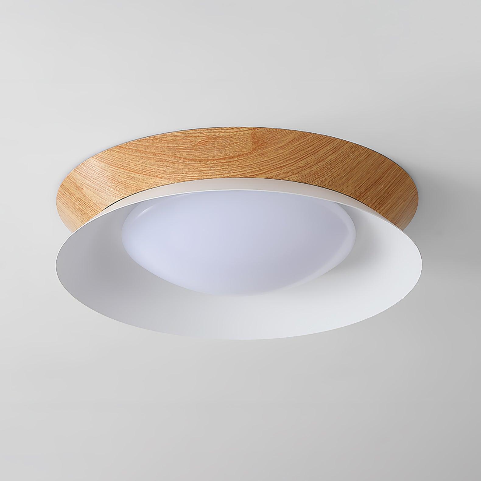 Solara Plafonnier en Bois Anneau Double Demi-Rond