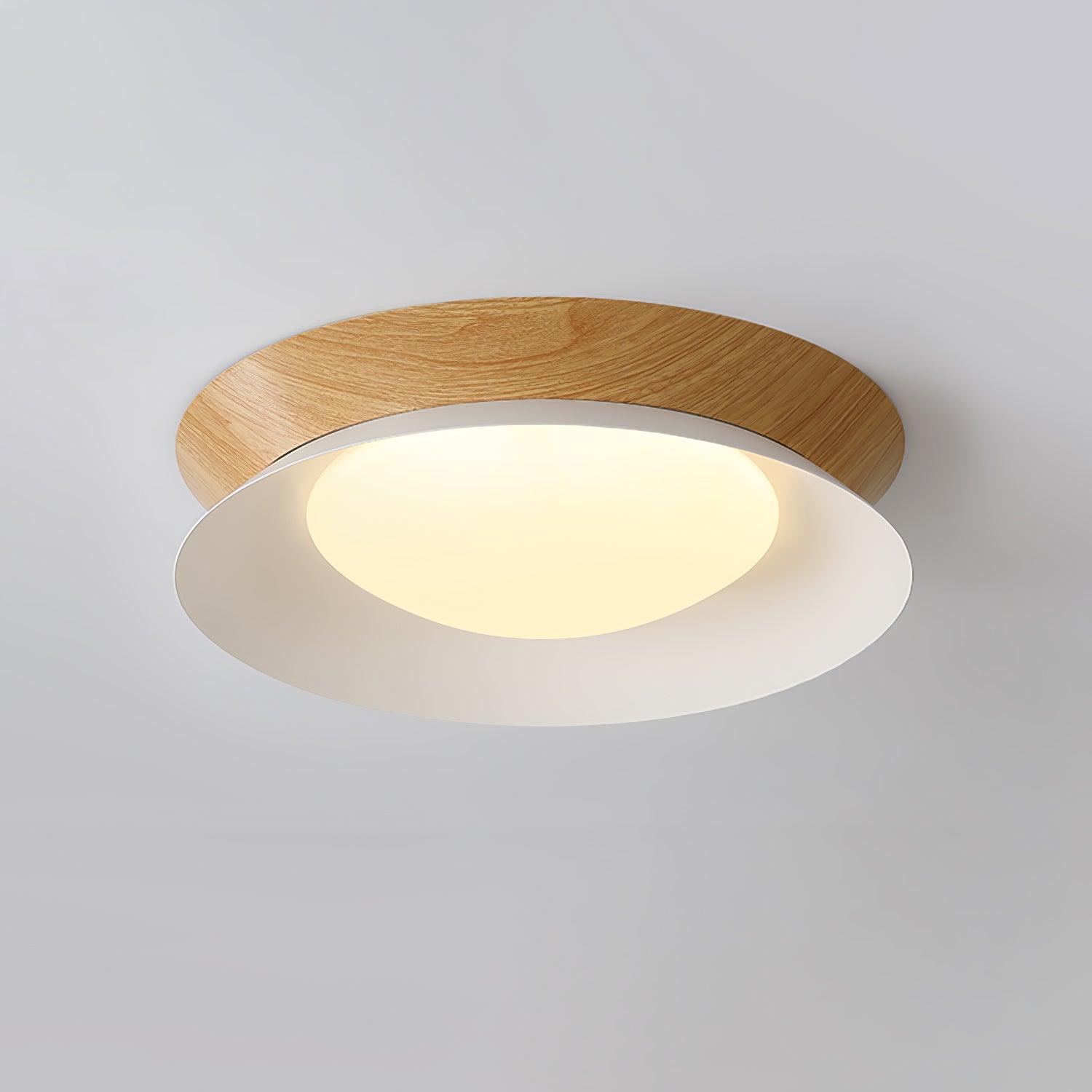 Solara Plafonnier en Bois Anneau Double Demi-Rond