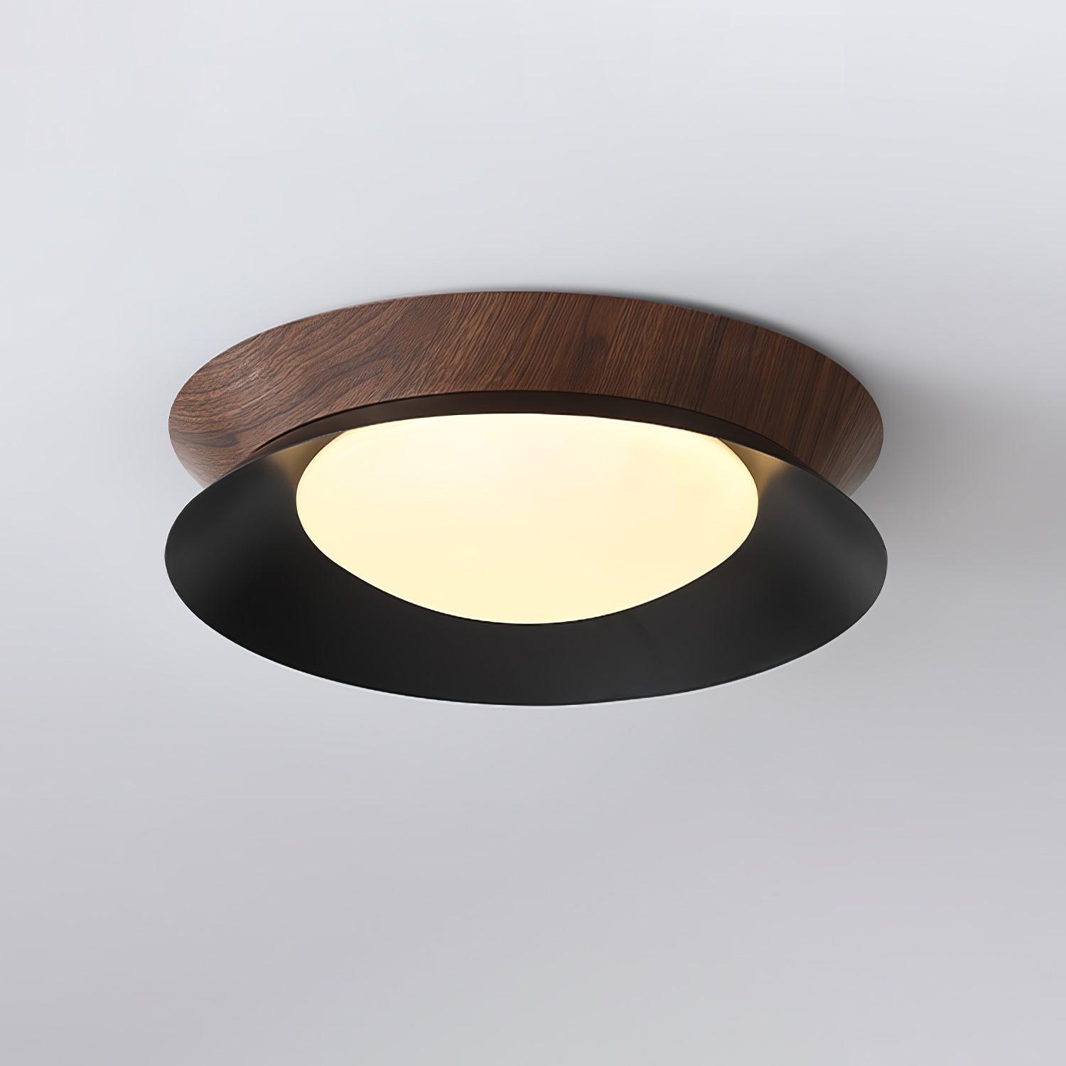 Solara Plafonnier en Bois Anneau Double Demi-Rond