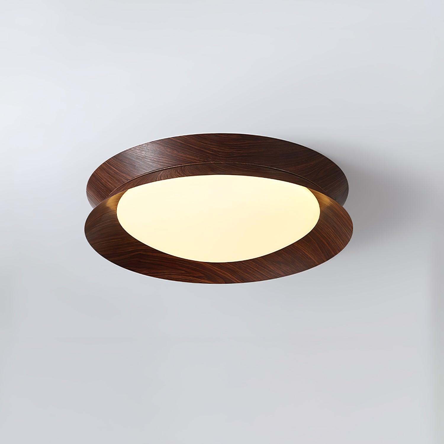 Solara Plafonnier en Bois Anneau Double Demi-Rond