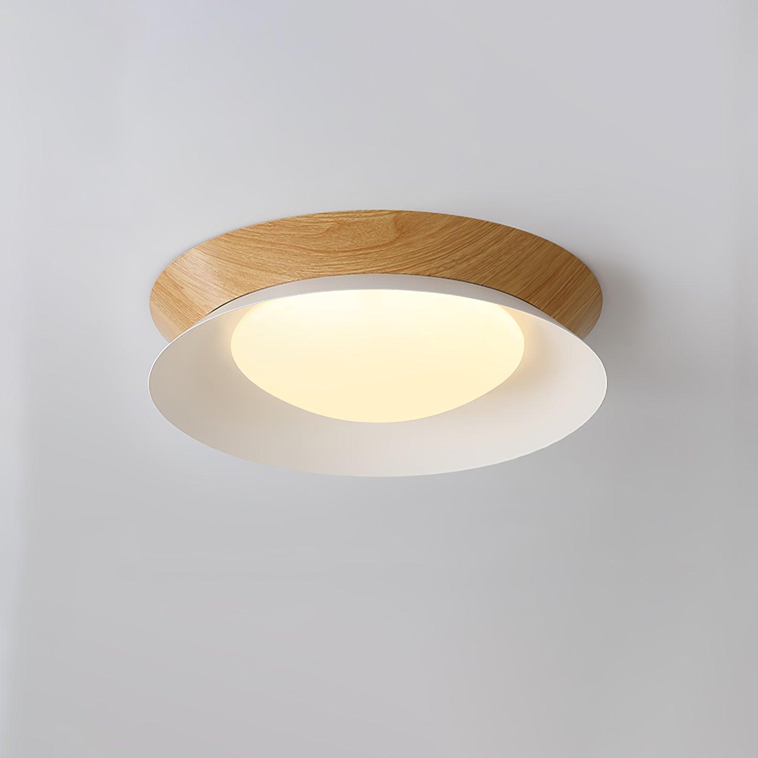 Solara Plafonnier en Bois Anneau Double Demi-Rond