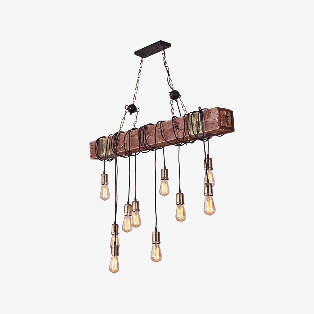 Lustra Lustre Poutre en Bois Ampoule Edison Rustique