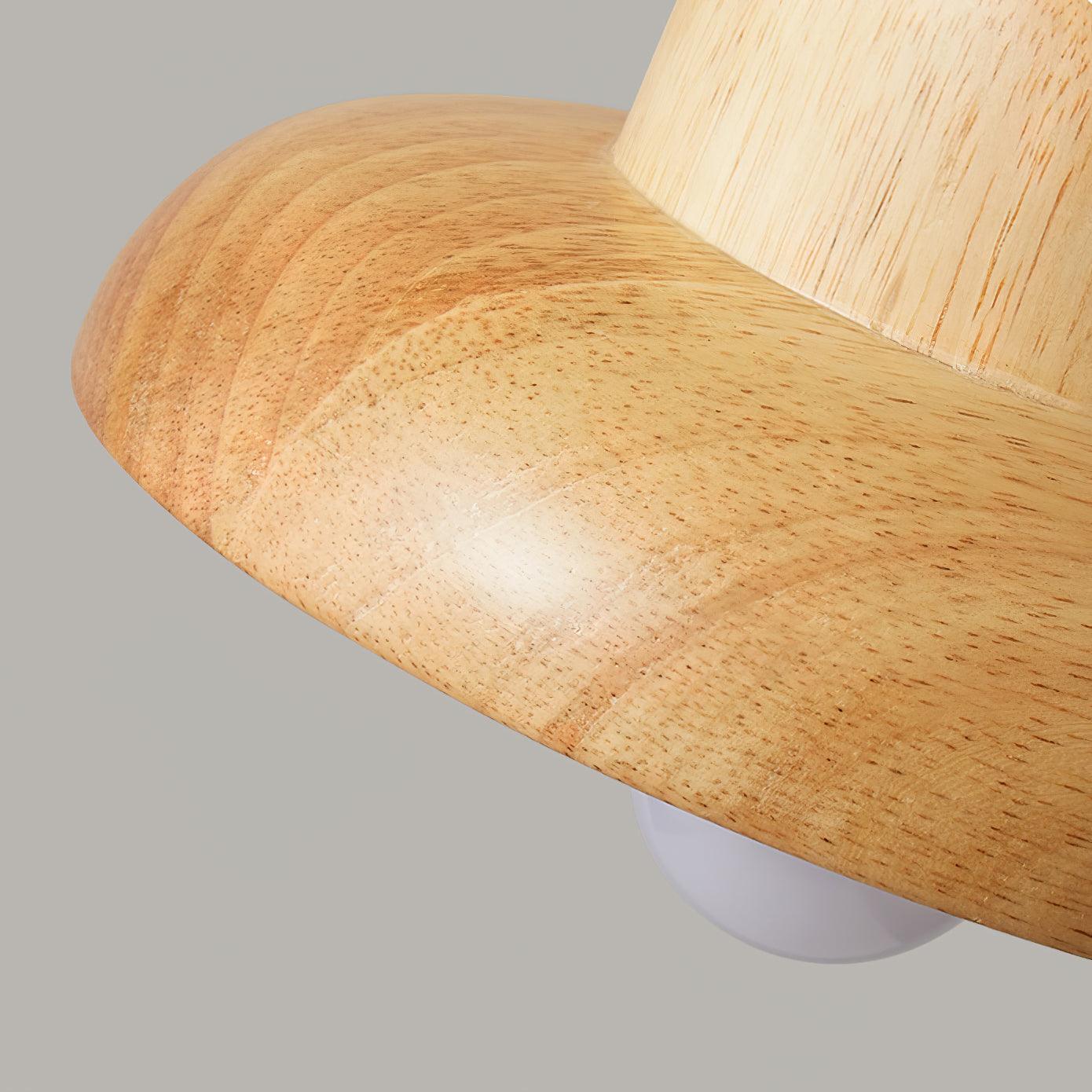Lampe Suspendue en Forme de Chapeau en Bois Courbée Organique