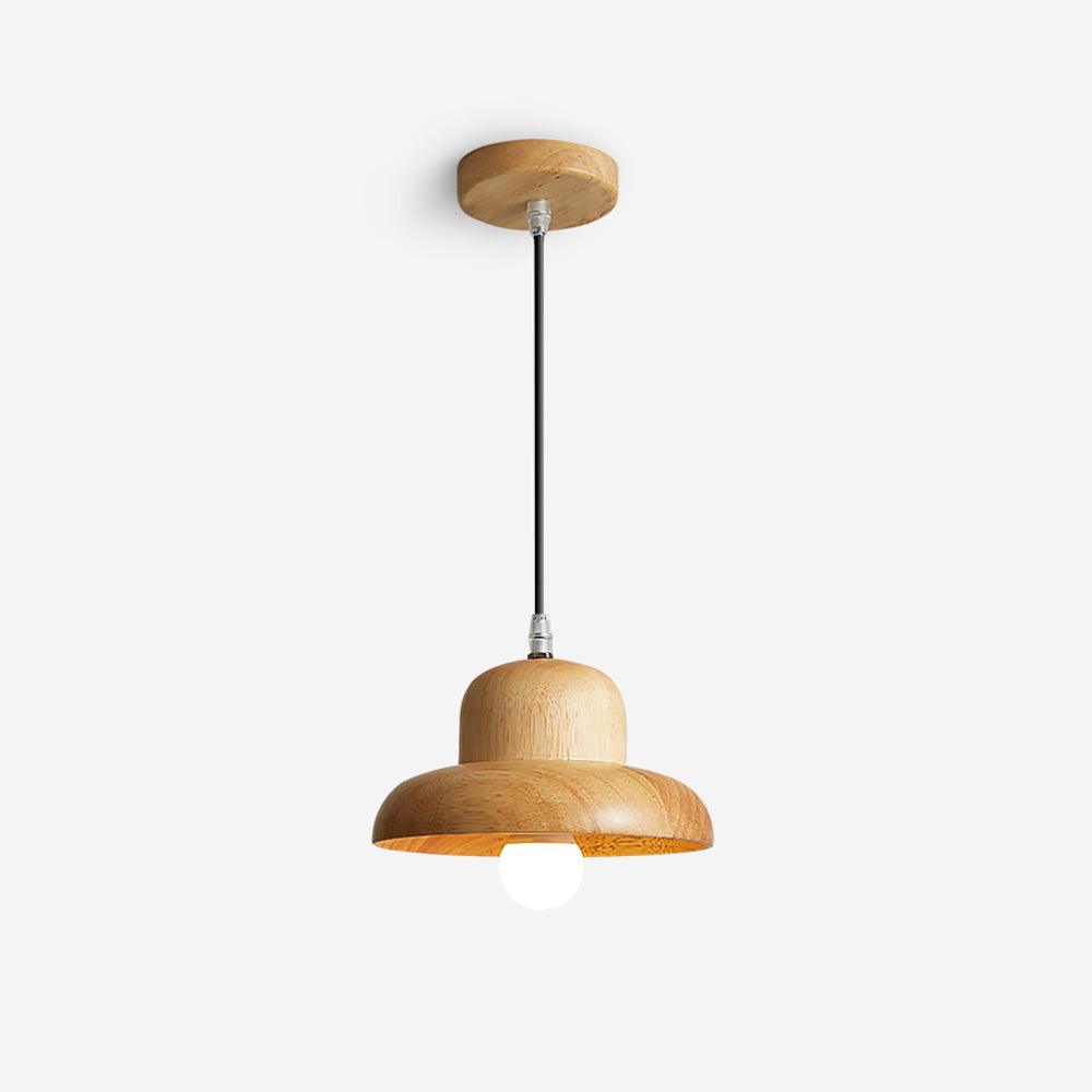 Lampe Suspendue en Forme de Chapeau en Bois Courbée Organique