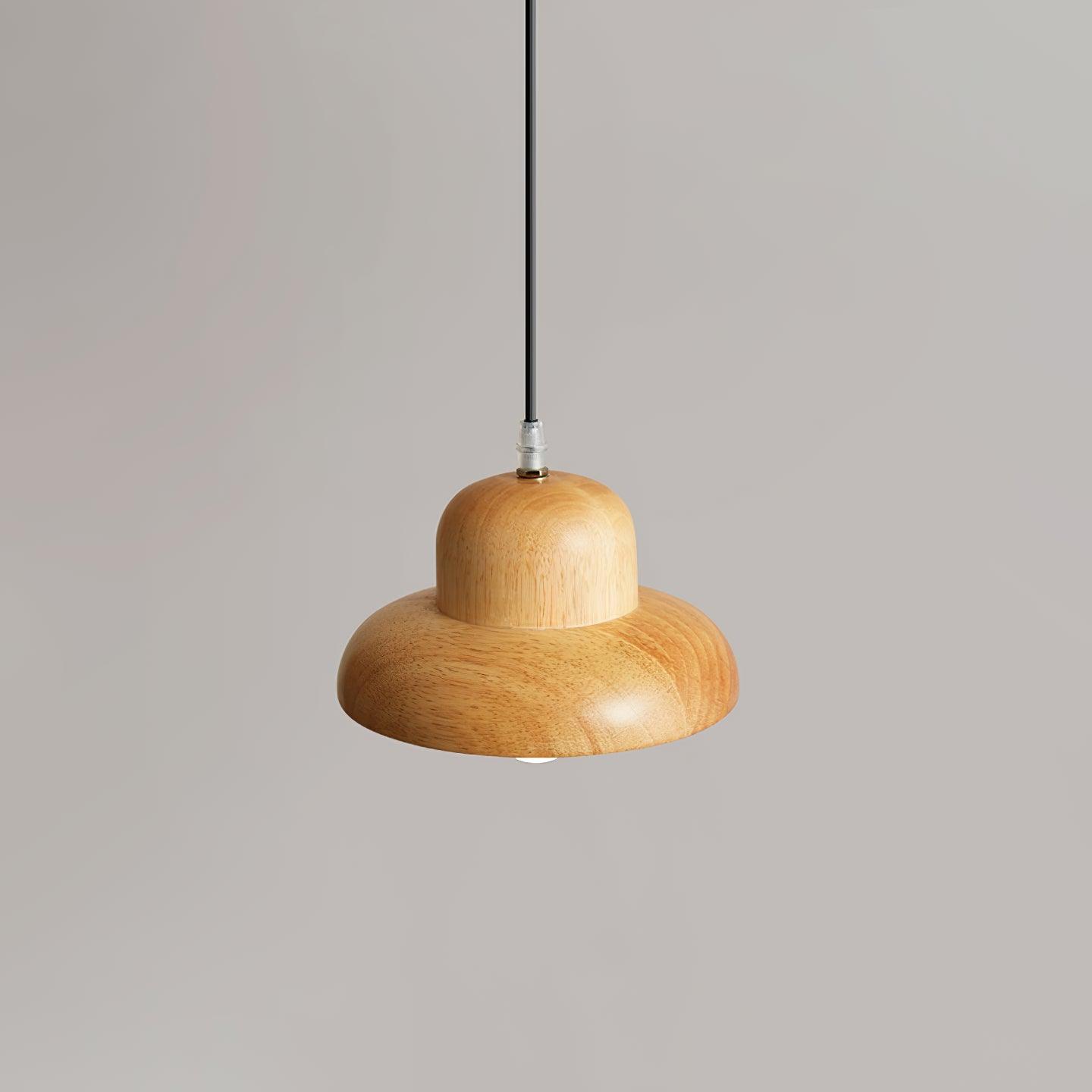 Lampe Suspendue en Forme de Chapeau en Bois Courbée Organique