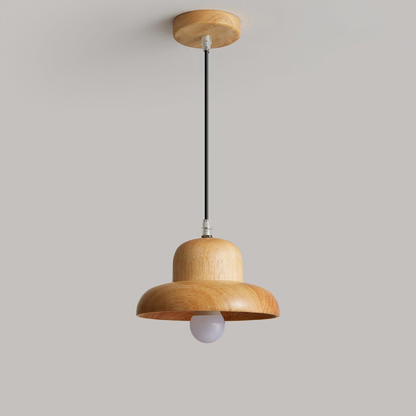 Lampe Suspendue en Forme de Chapeau en Bois Courbée Organique