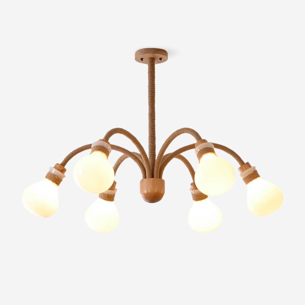 Okai Lustre en Bois et Corde de Chanvre