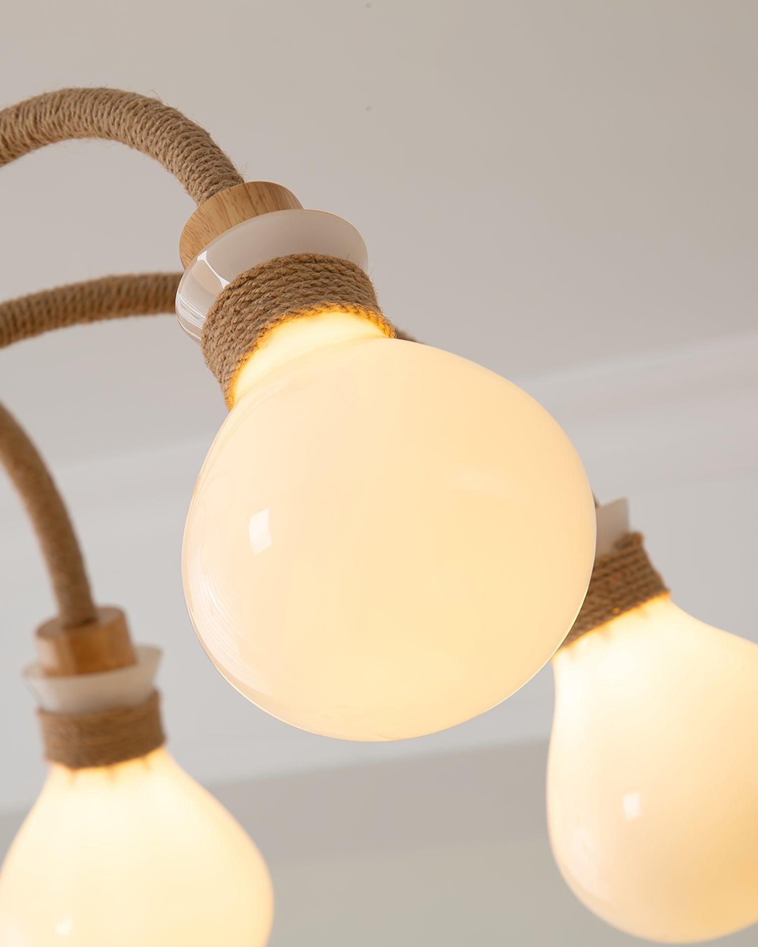 Okai Lustre en Bois et Corde de Chanvre