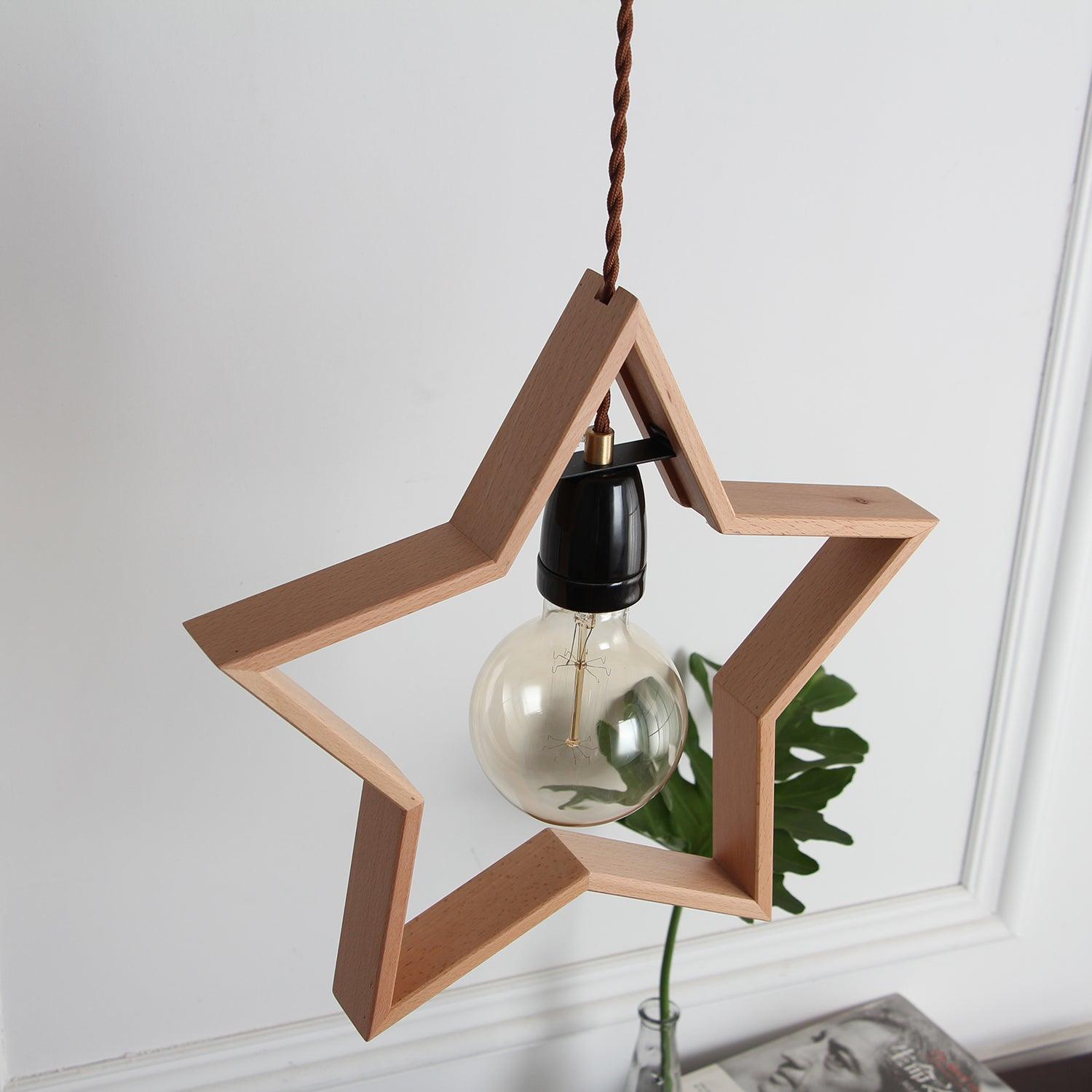 Luna Suspension Vintage Étoile en Bois