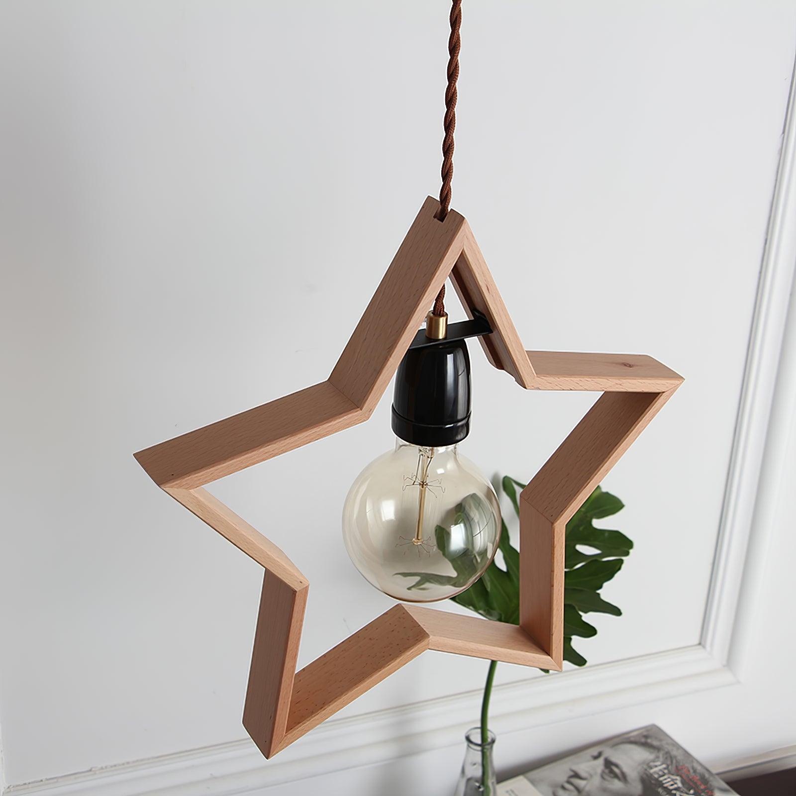 Luna Suspension Vintage Étoile en Bois