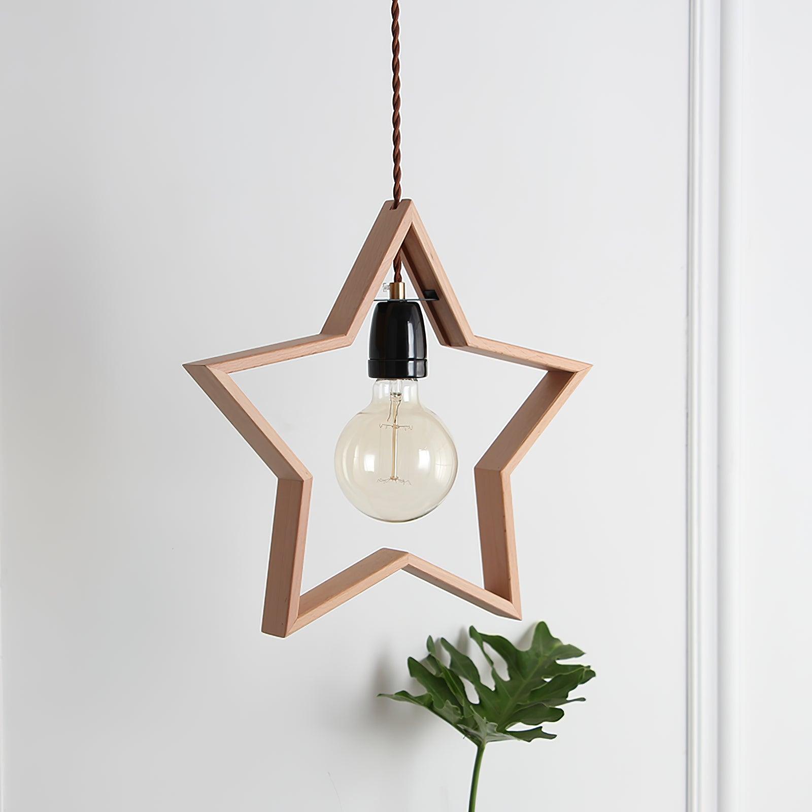 Luna Suspension Vintage Étoile en Bois