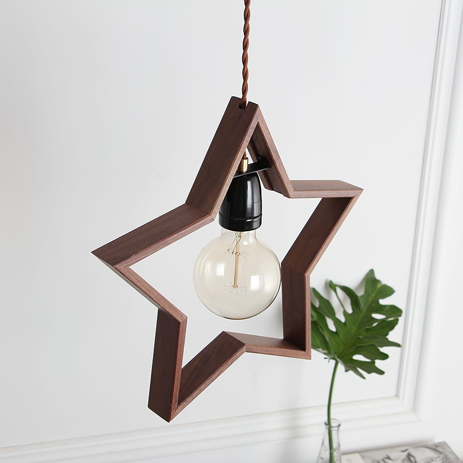 Luna Suspension Vintage Étoile en Bois