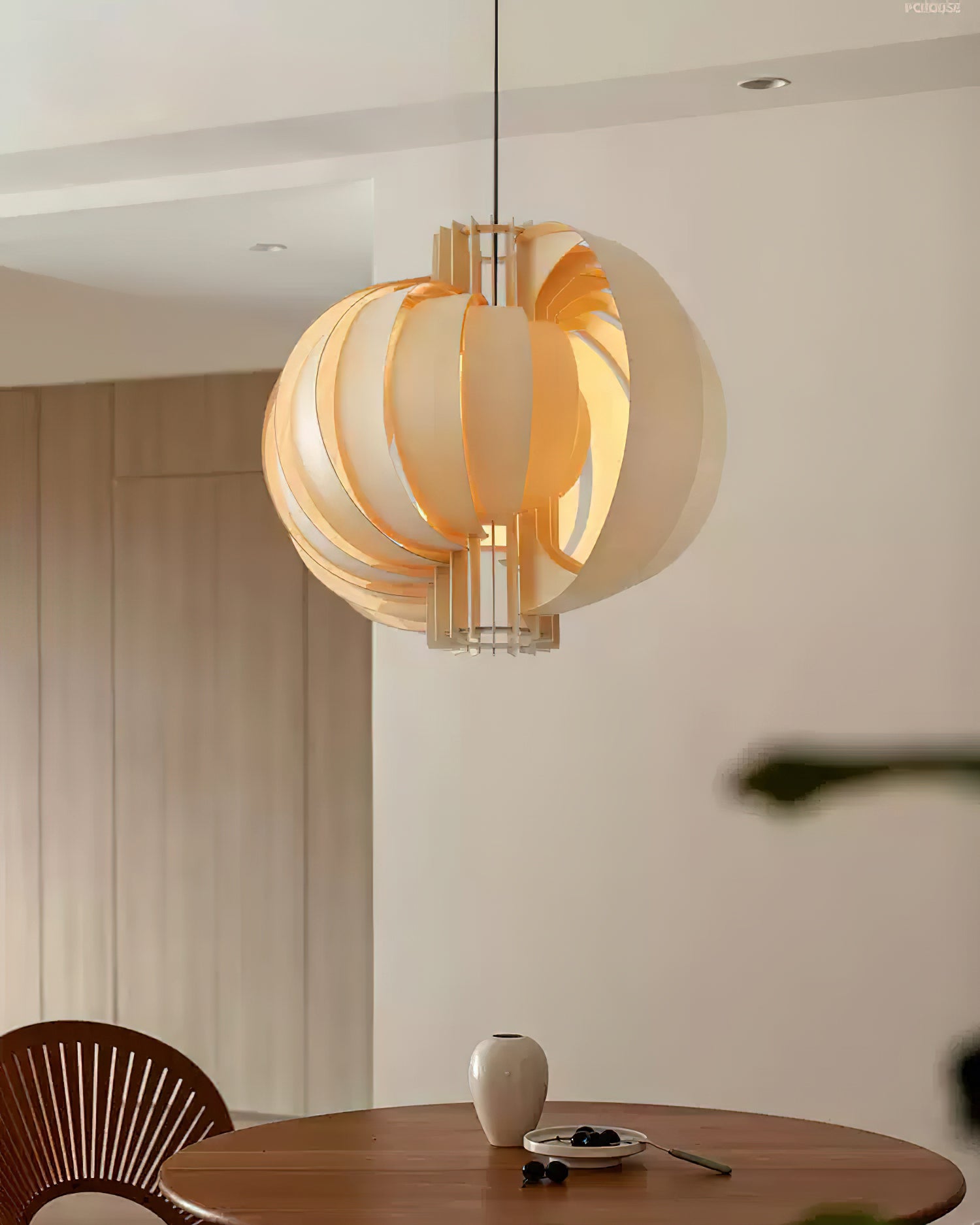 Bois Lanterne Suspension Stratifié Organique