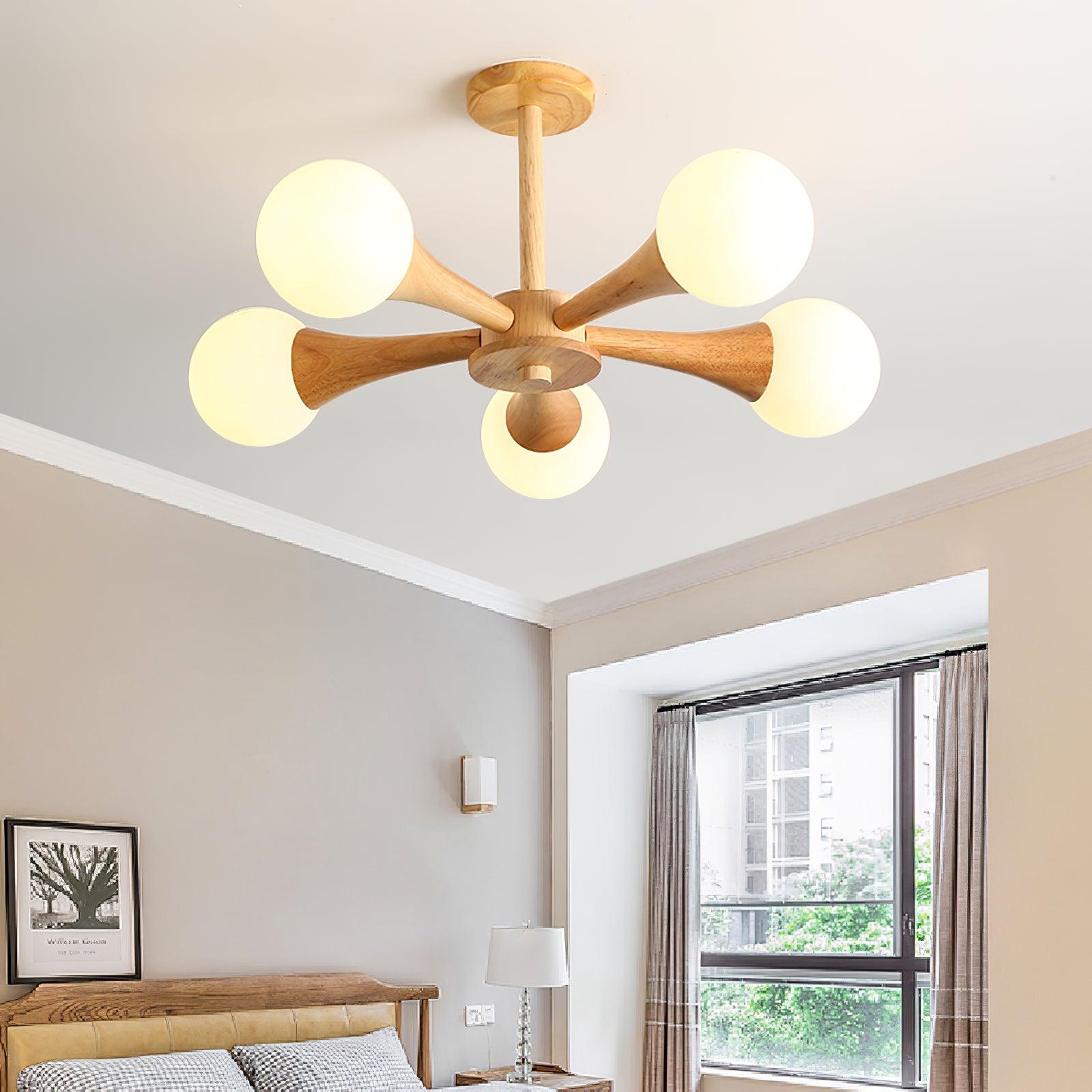 Lustra Lustre Globe en Bois Rétro
