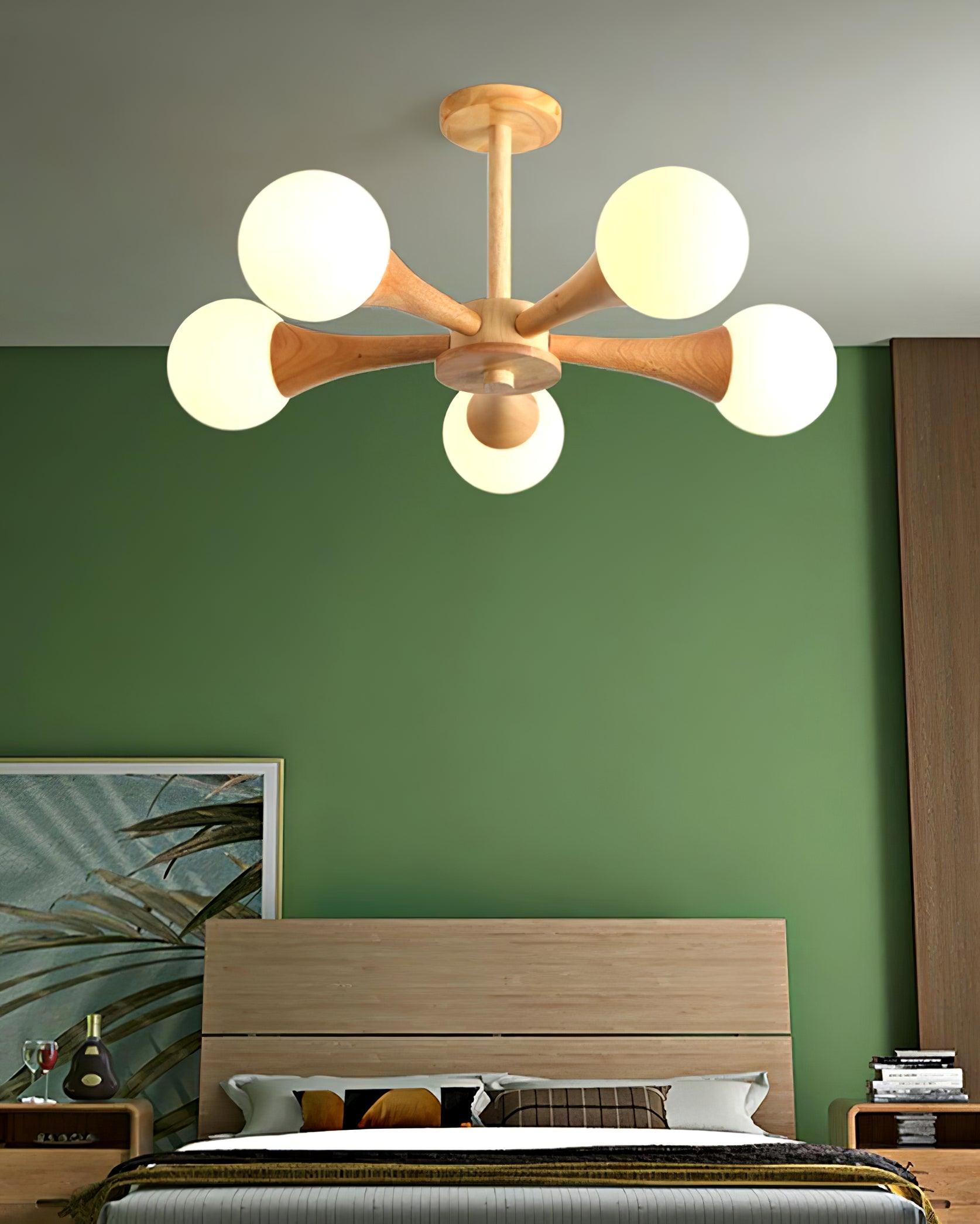 Lustra Lustre Globe en Bois Rétro