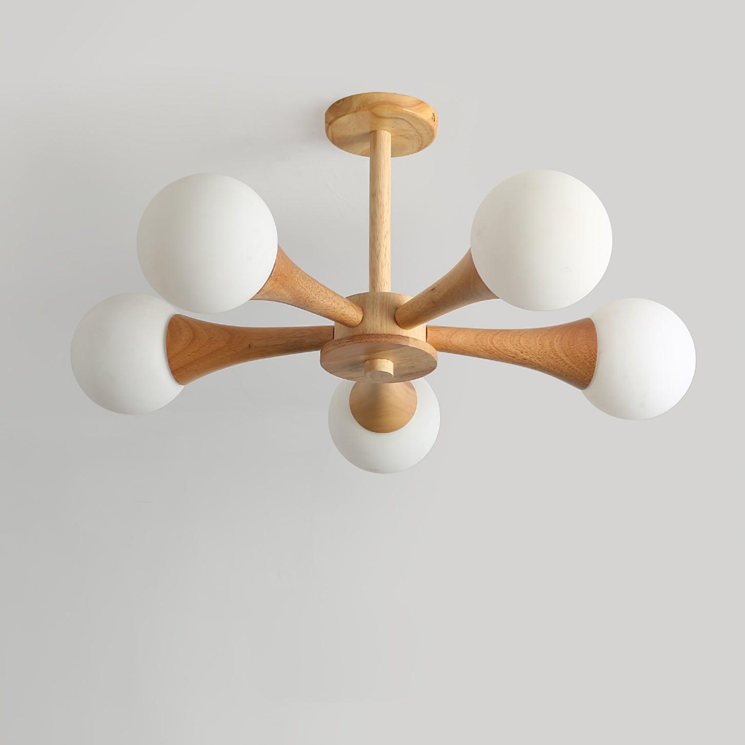 Lustra Lustre Globe en Bois Rétro