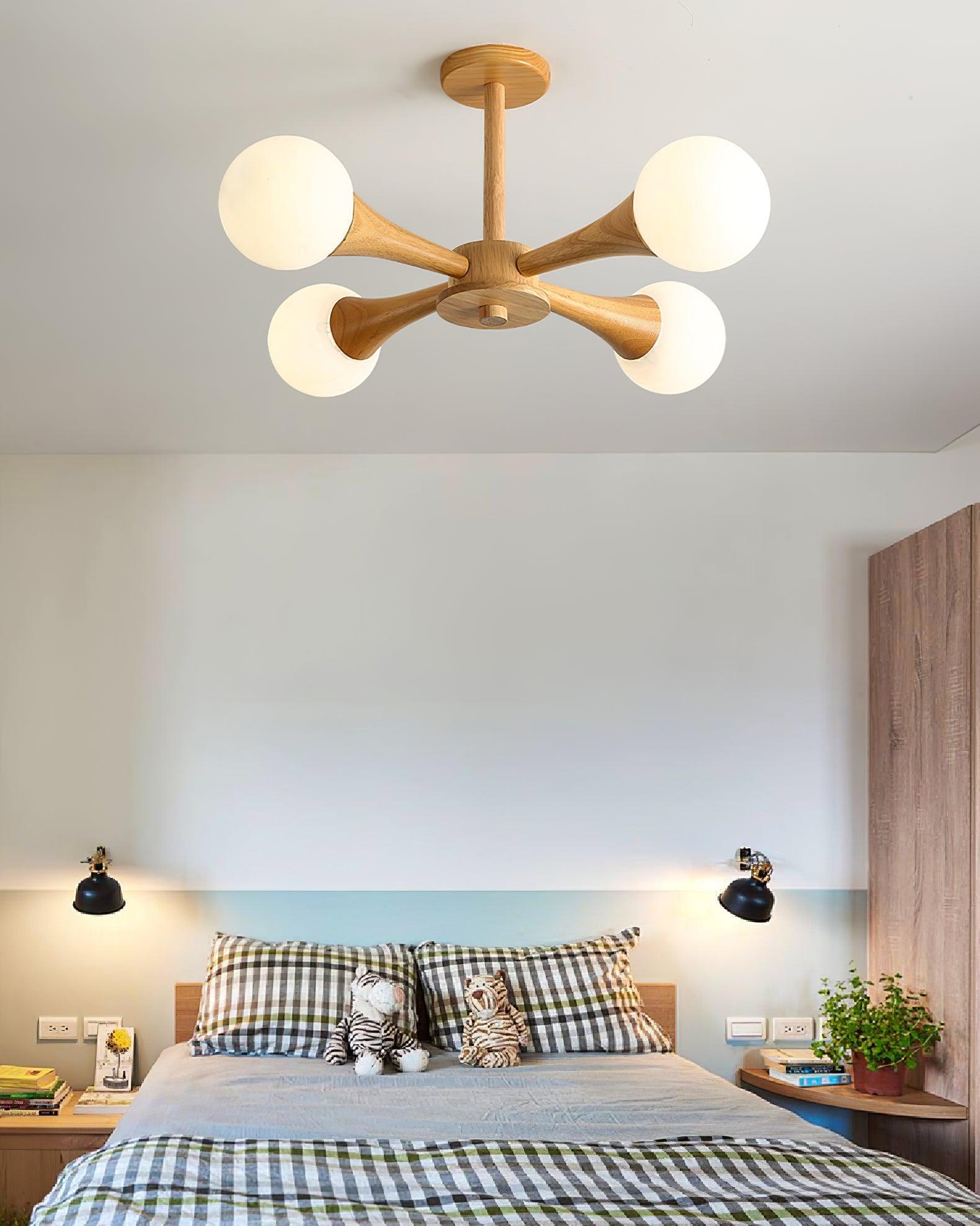 Lustra Lustre Globe en Bois Rétro