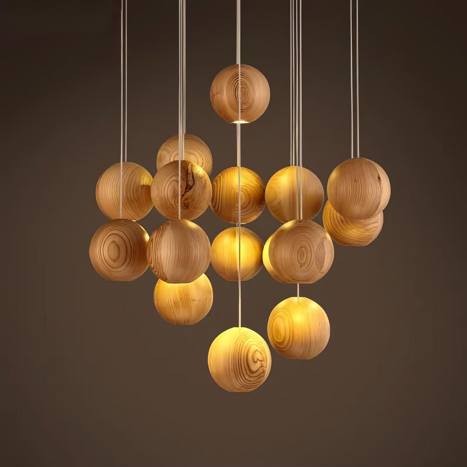 Ulvararis Suspension en bois Nordic Orb Sphere Cluster