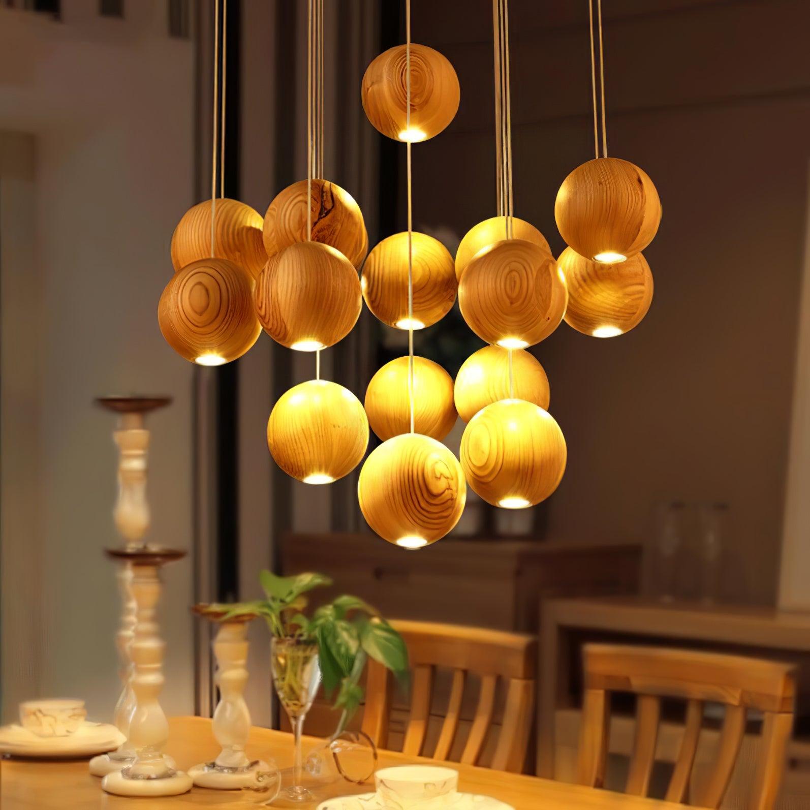 Ulvararis Suspension en bois Nordic Orb Sphere Cluster