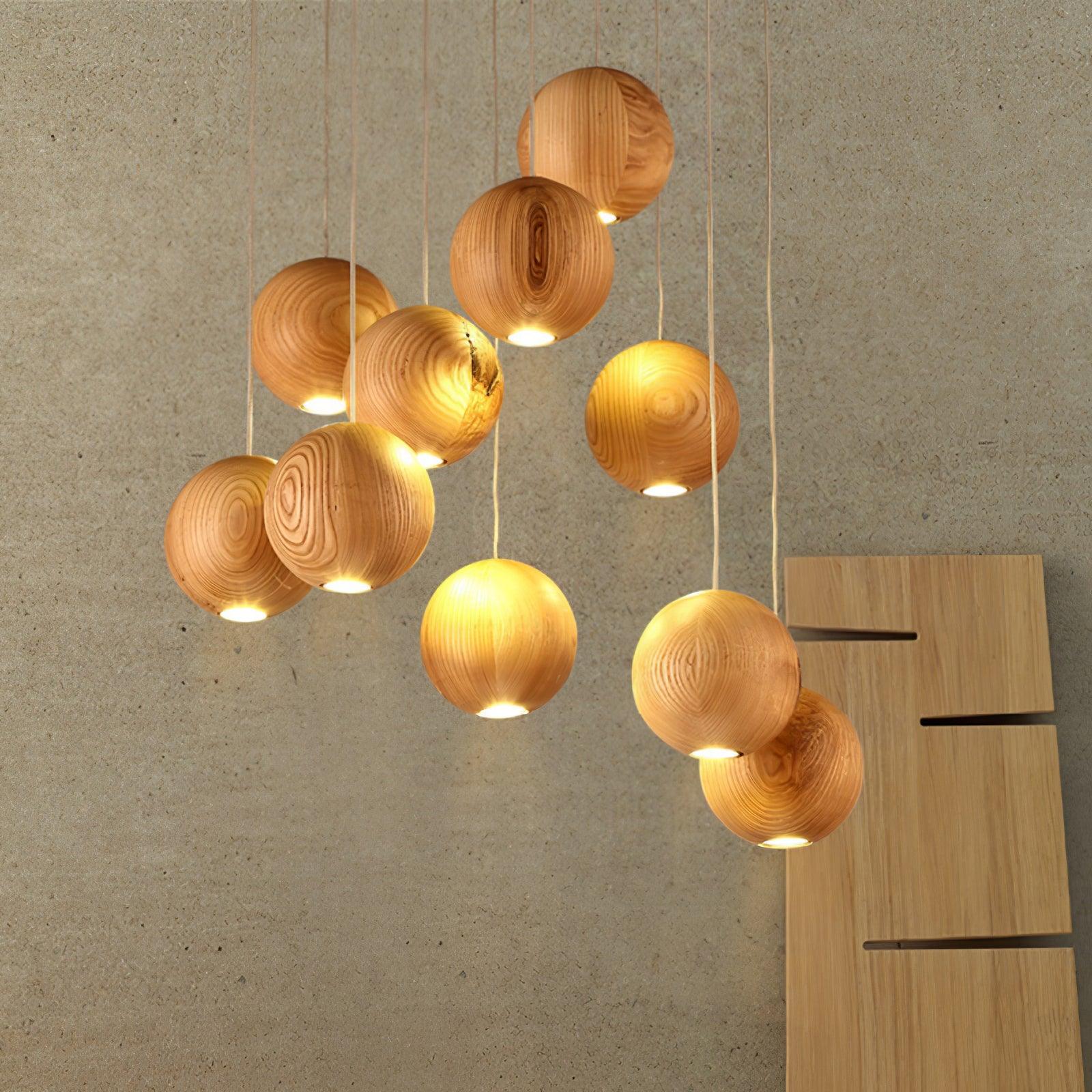 Ulvararis Suspension en bois Nordic Orb Sphere Cluster