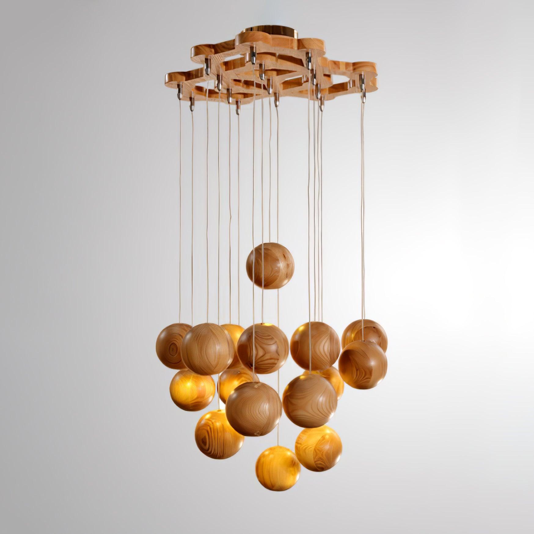Ulvararis Suspension en bois Nordic Orb Sphere Cluster