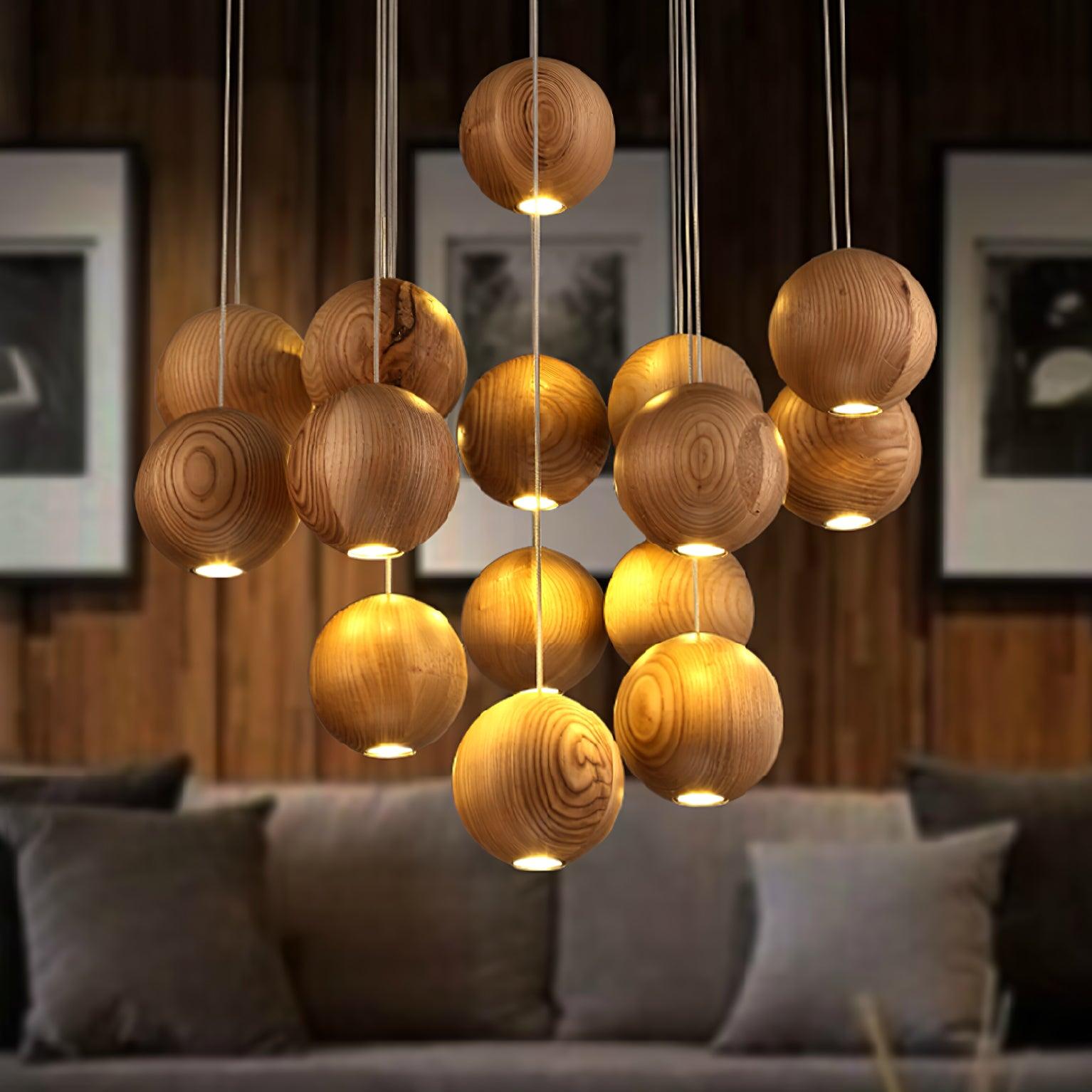Ulvararis Suspension en bois Nordic Orb Sphere Cluster