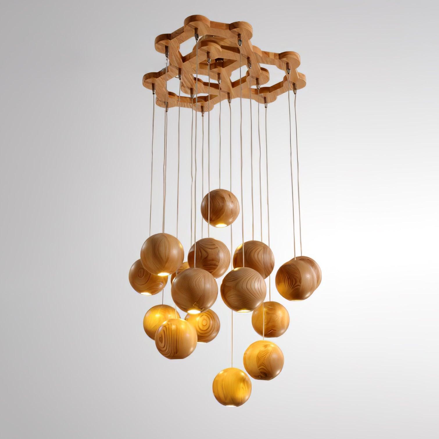 Ulvararis Suspension en bois Nordic Orb Sphere Cluster