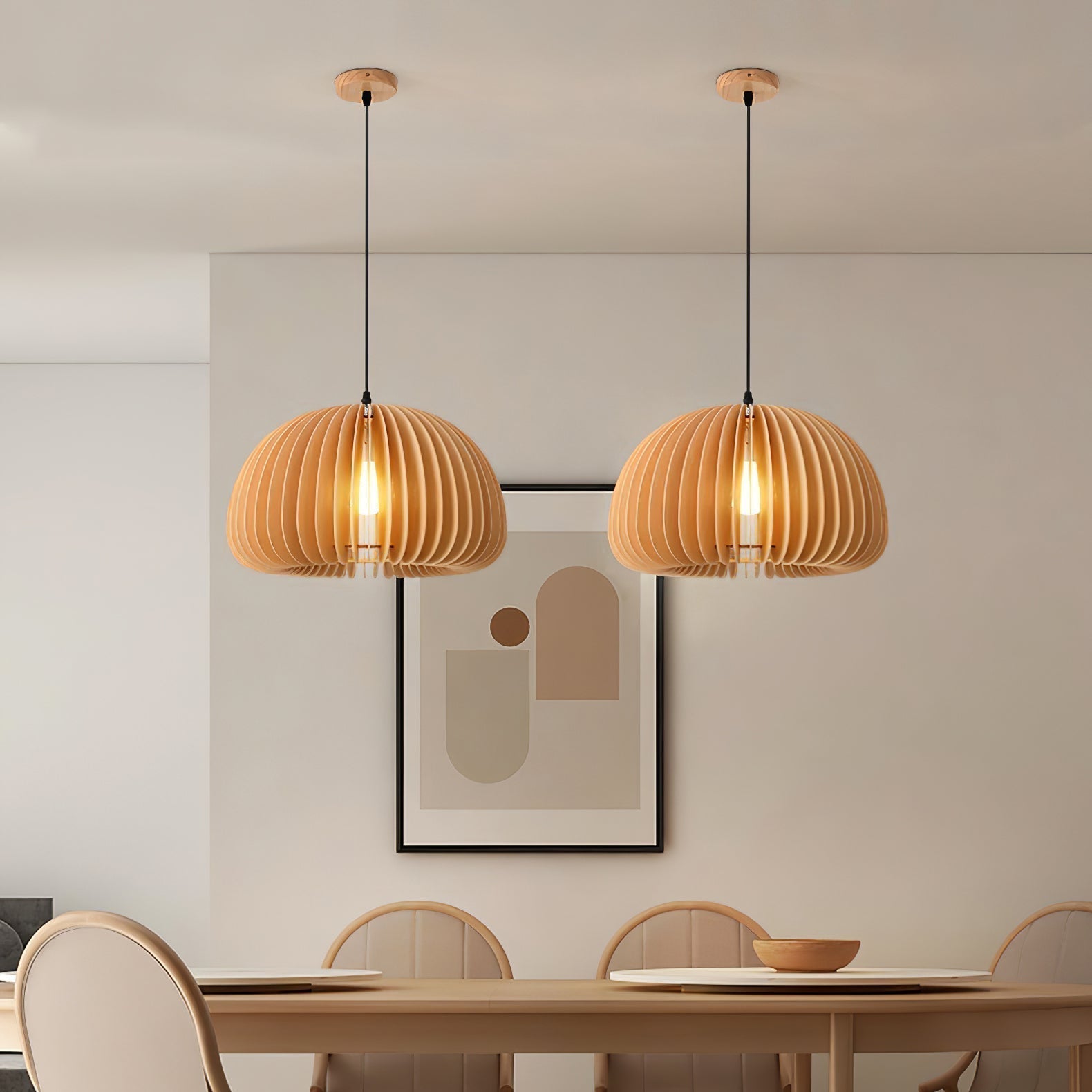 Solara Lampe Suspendue en Bois Dôme Citrouille Nordic