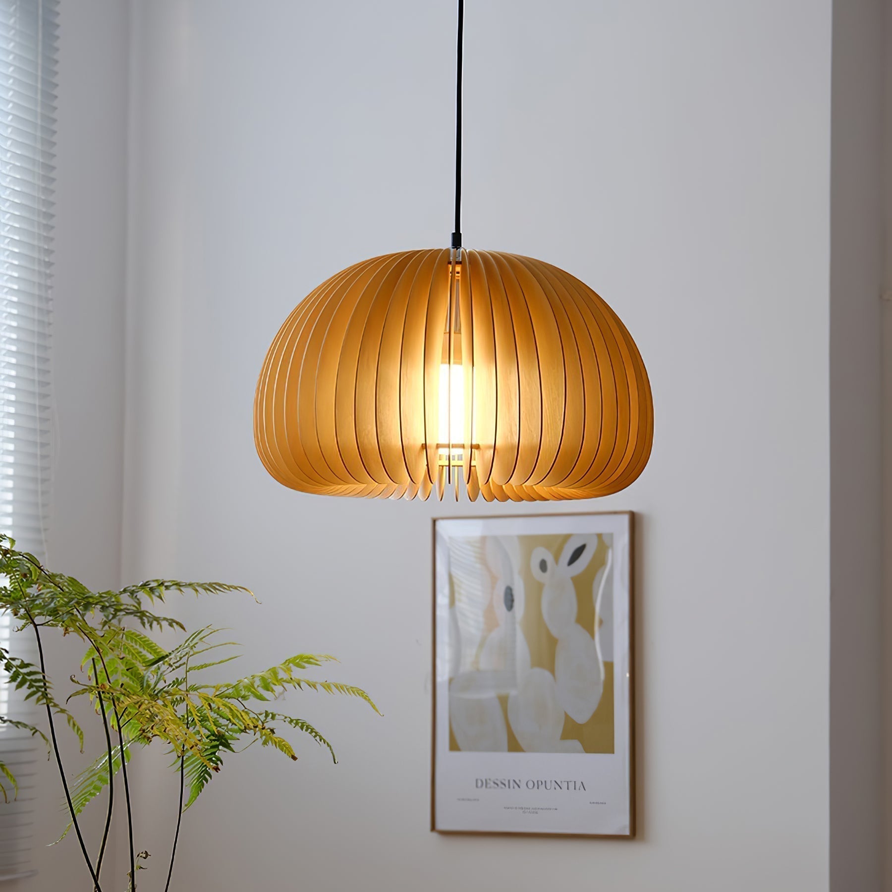 Solara Lampe Suspendue en Bois Dôme Citrouille Nordic