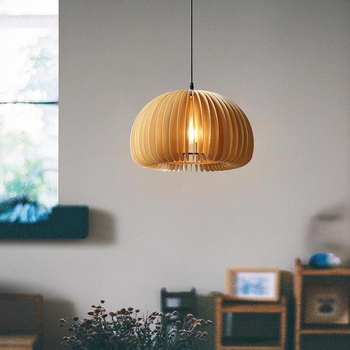 Solara Lampe Suspendue en Bois Dôme Citrouille Nordic