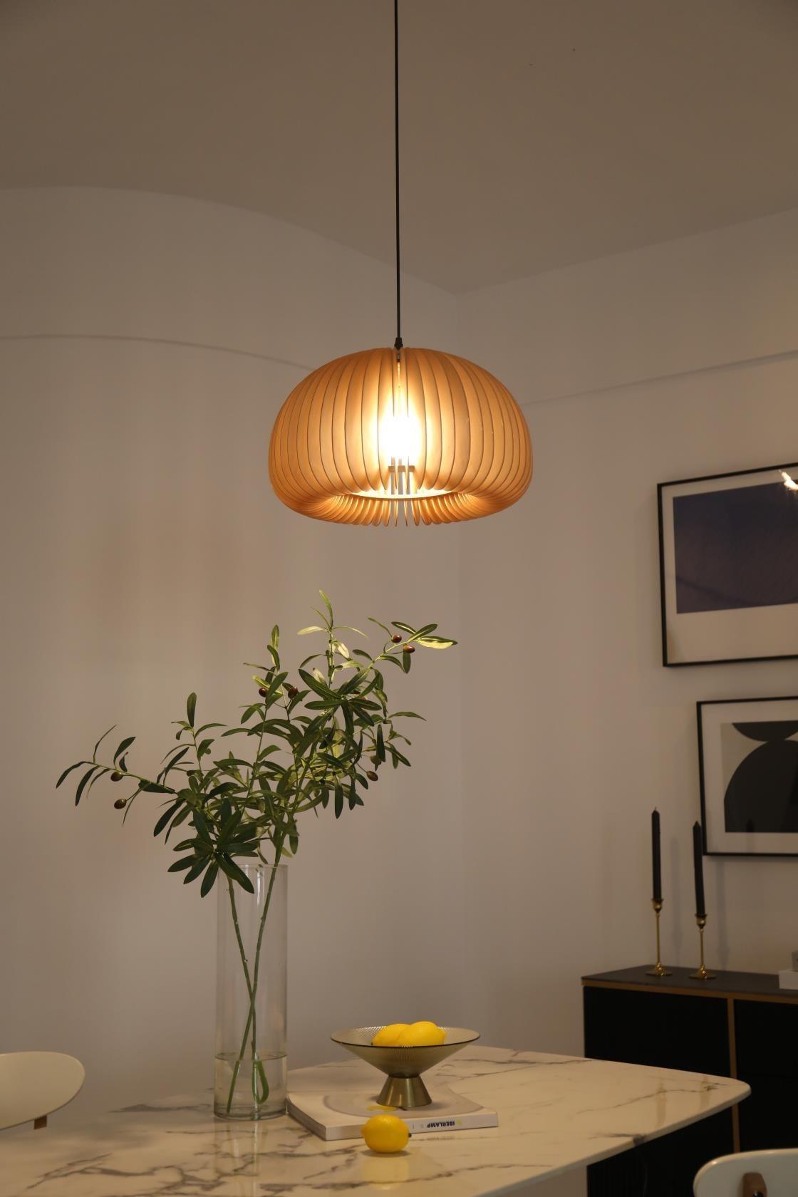 Solara Lampe Suspendue en Bois Dôme Citrouille Nordic