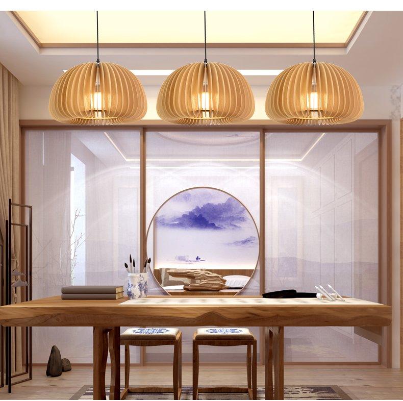 Solara Lampe Suspendue en Bois Dôme Citrouille Nordic