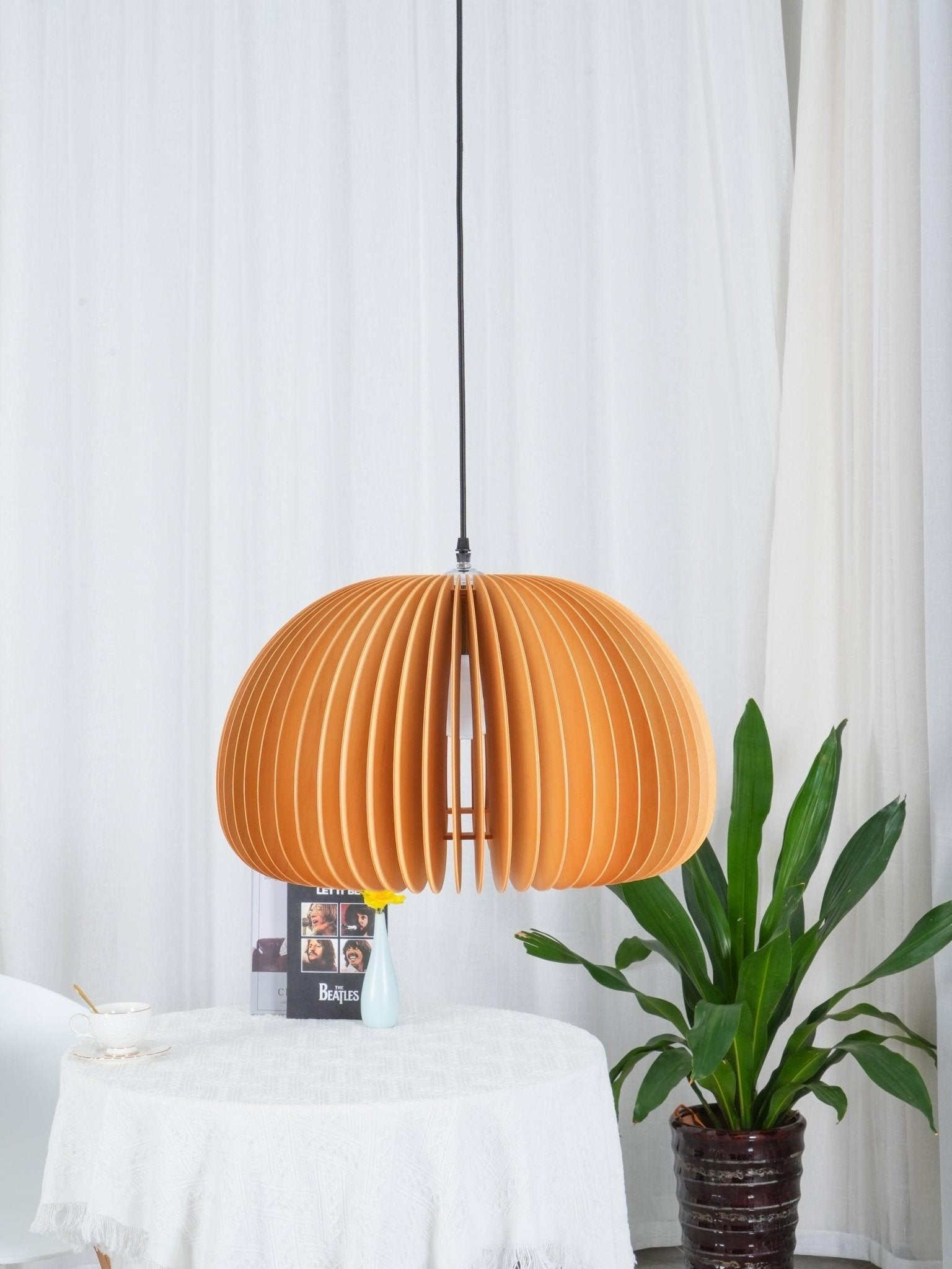 Solara Lampe Suspendue en Bois Dôme Citrouille Nordic