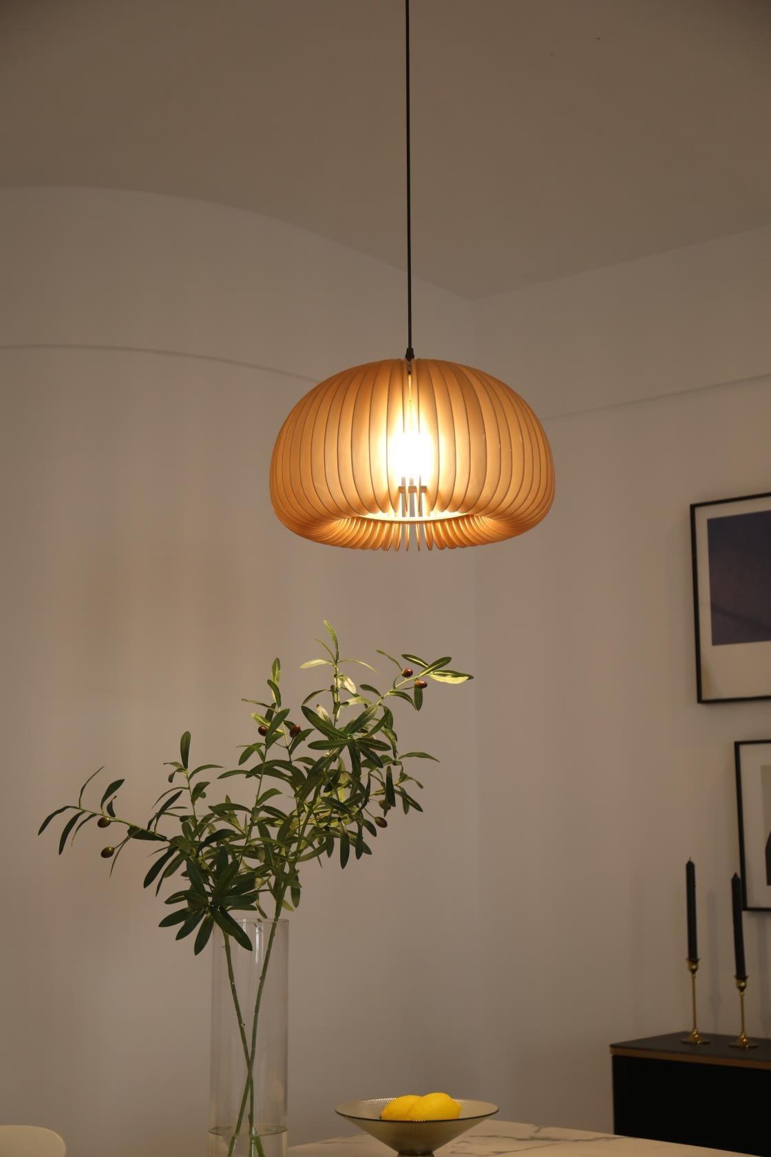 Solara Lampe Suspendue en Bois Dôme Citrouille Nordic