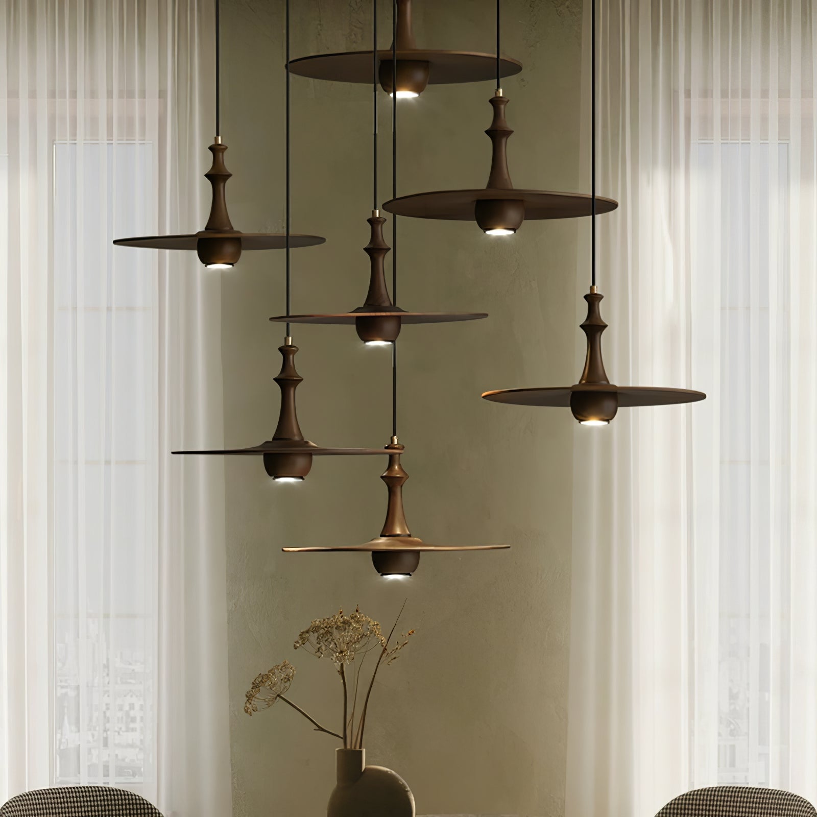 Spindle Suspension en Bois Tournante
