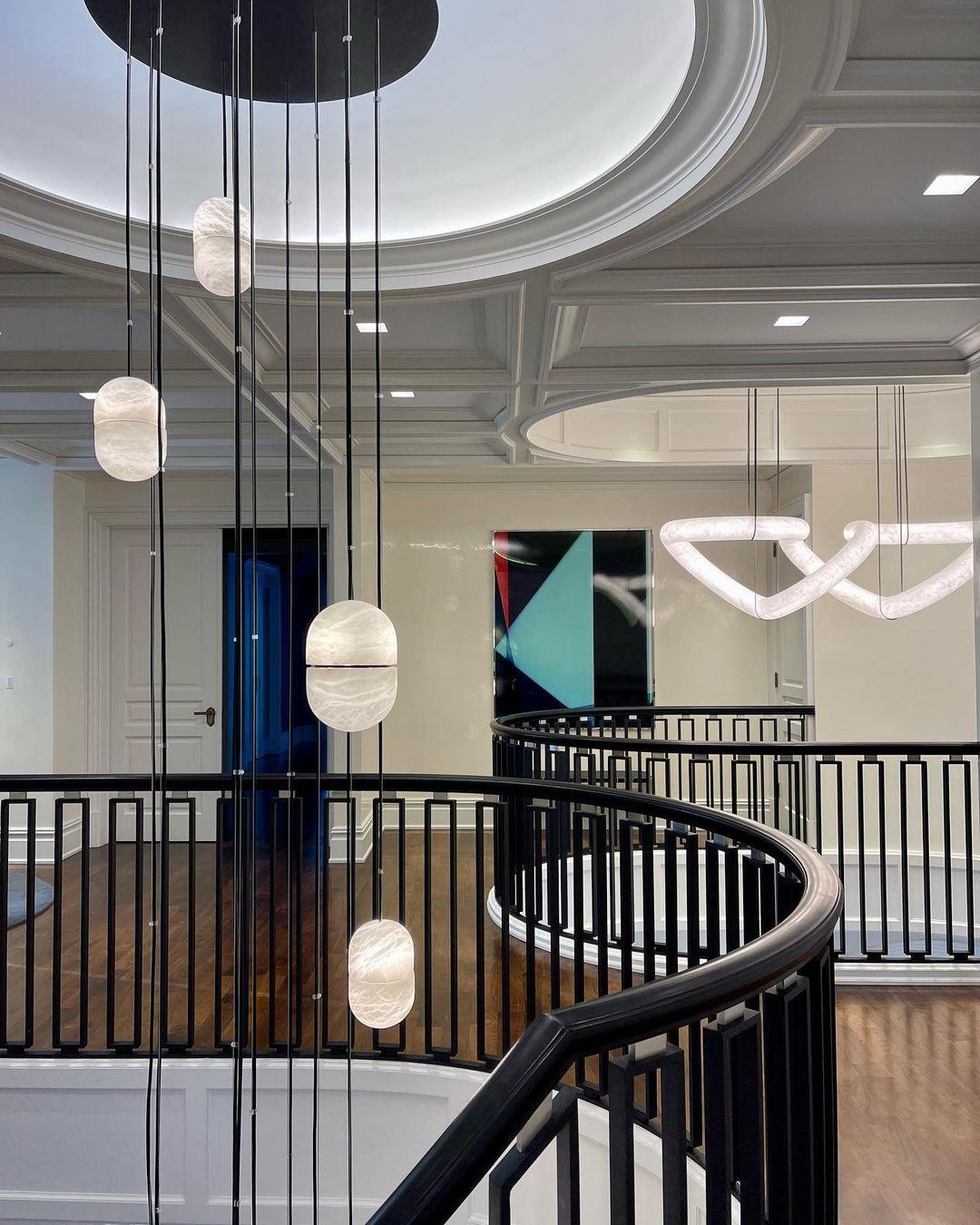 Strata Albâtre Pendentif Lumière Capsule-Forme