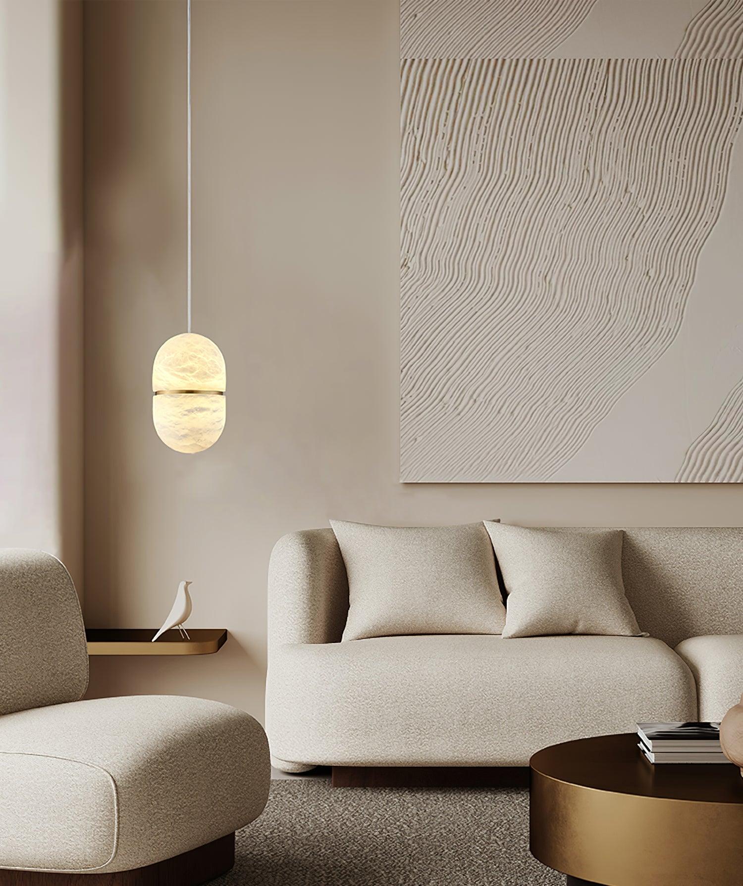 Strata Albâtre Pendentif Lumière Capsule-Forme