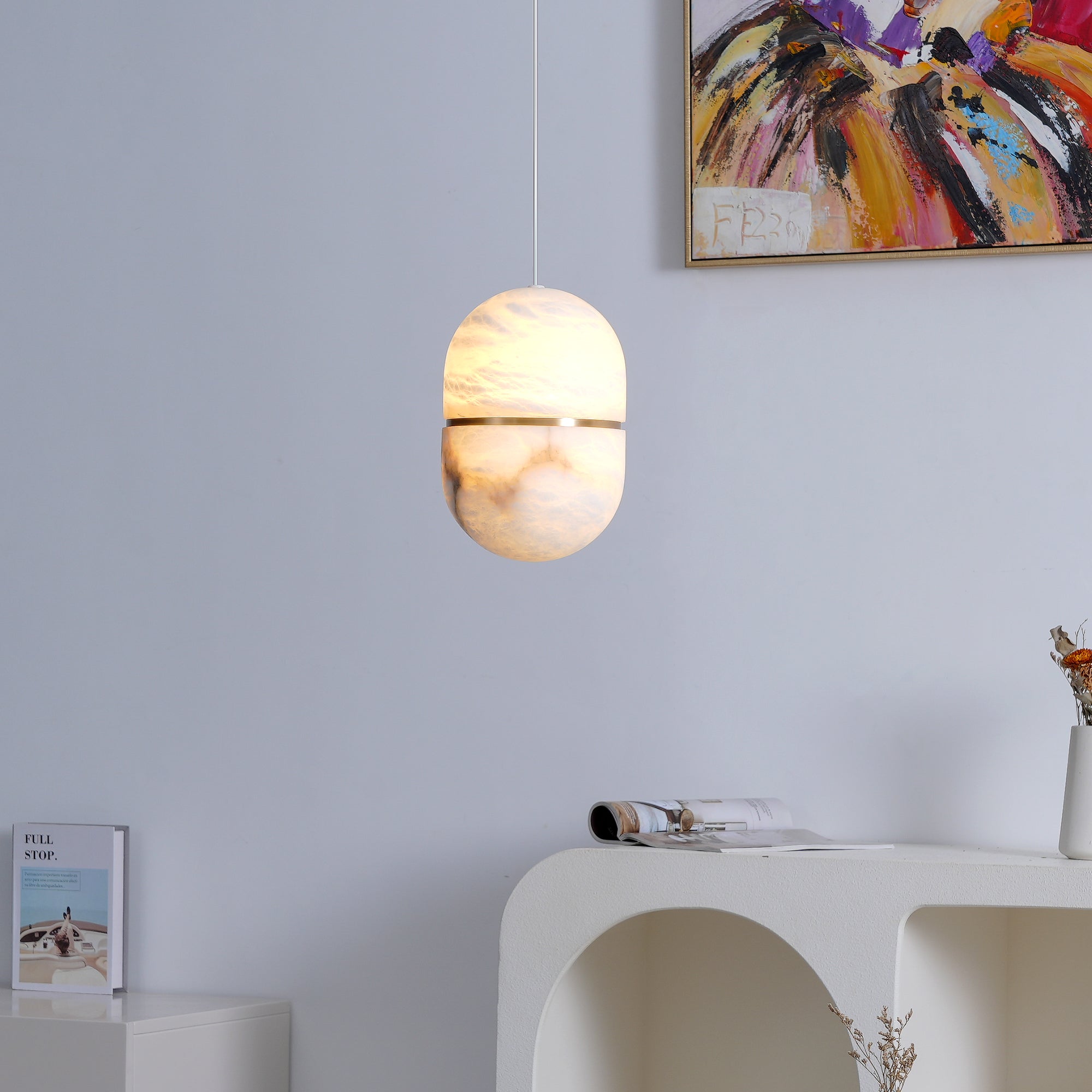 Strata Albâtre Pendentif Lumière Capsule-Forme