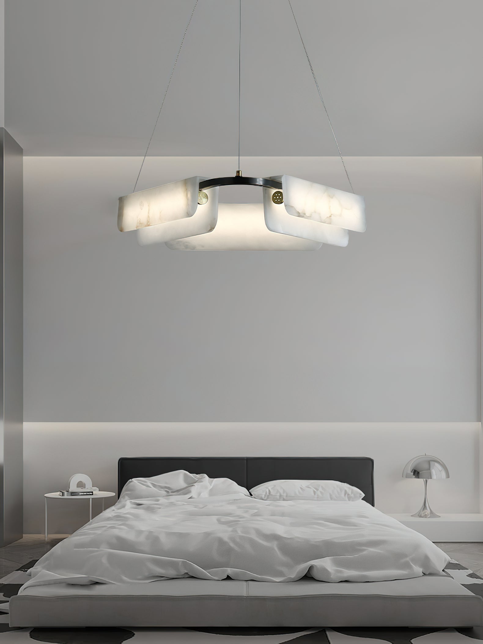 Syphaen Lustre Métal Albâtre Luxe Postmoderne