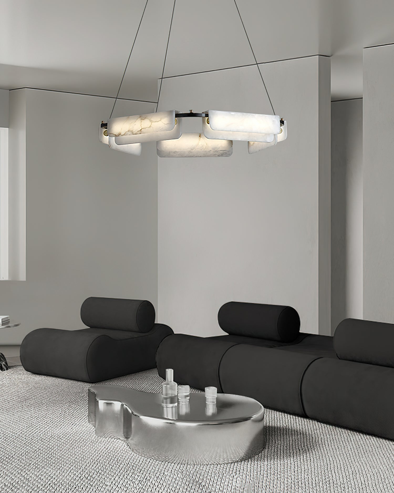 Syphaen Lustre Métal Albâtre Luxe Postmoderne