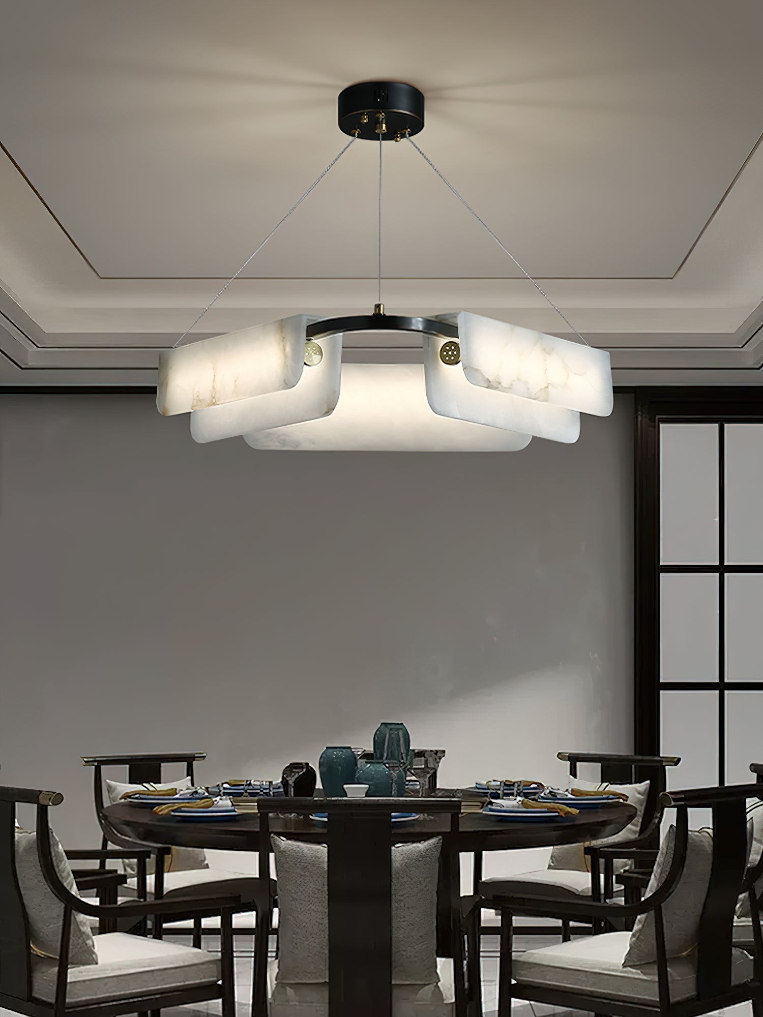 Syphaen Lustre Métal Albâtre Luxe Postmoderne