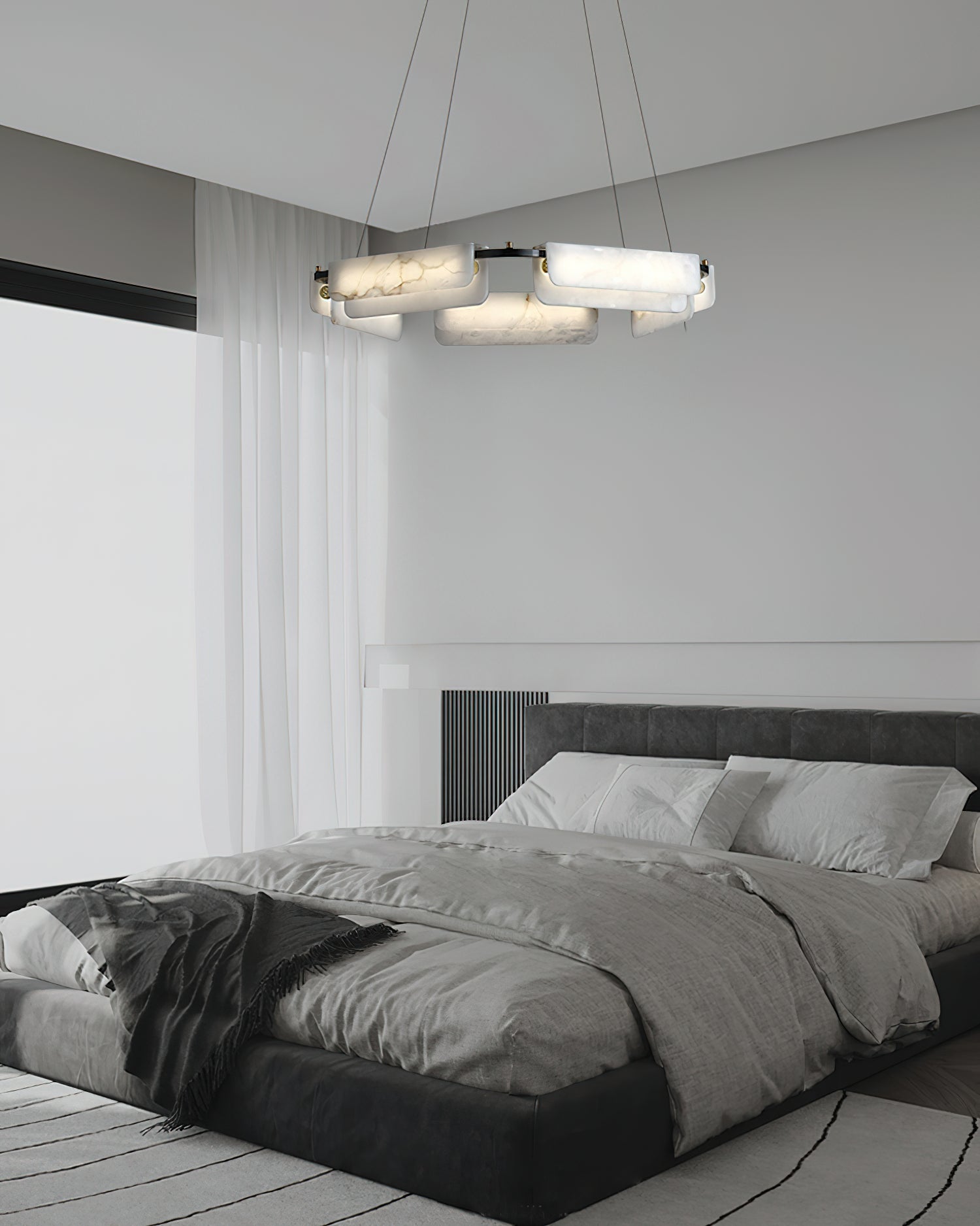 Syphaen Lustre Métal Albâtre Luxe Postmoderne