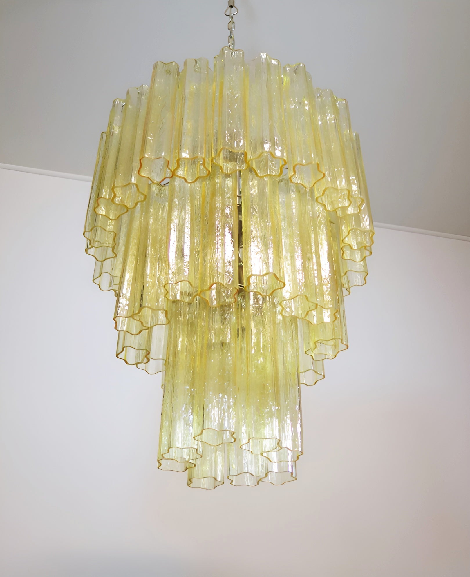 Aurora Lustre Jaune Verre Tube Étagé Chaud