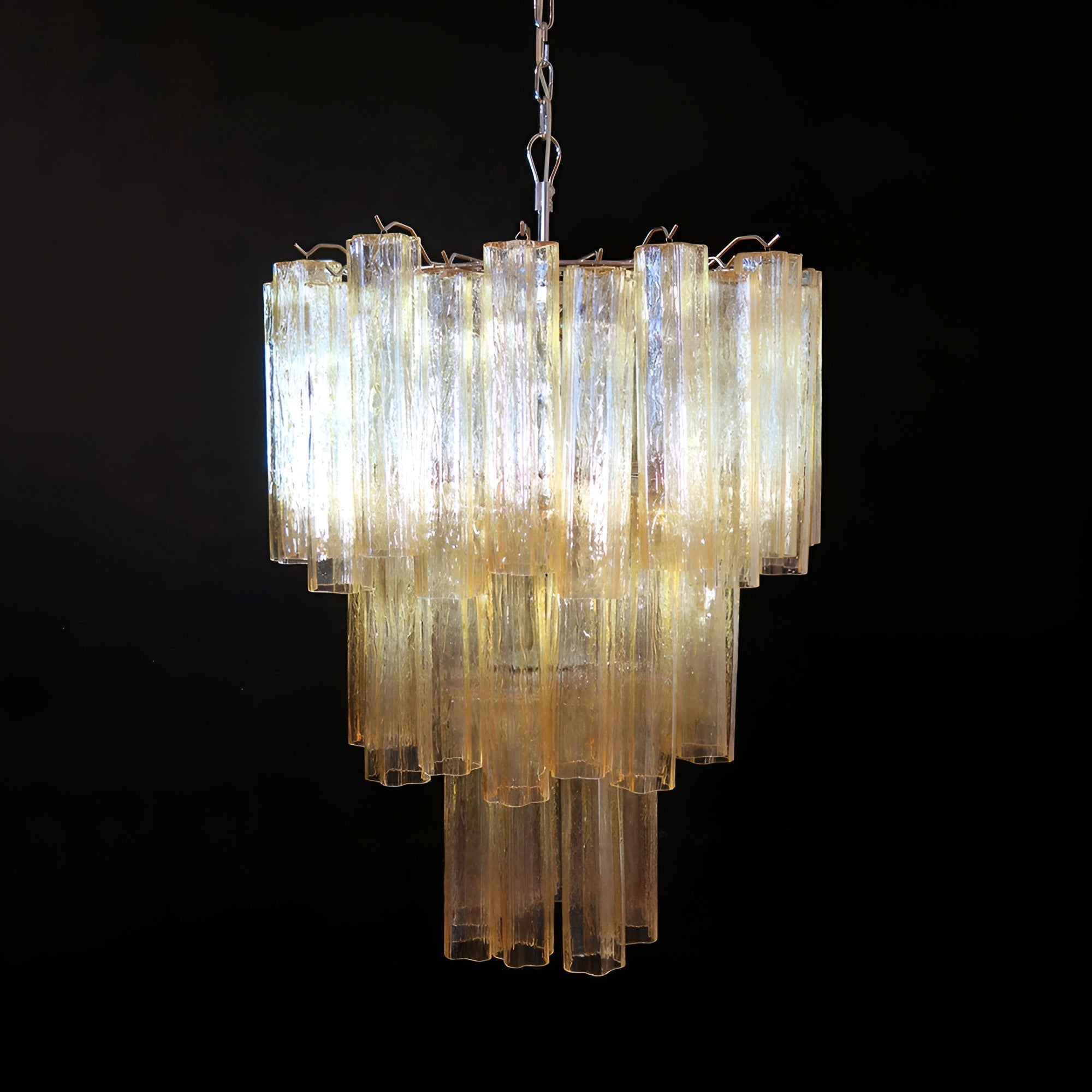 Aurora Lustre Jaune Verre Tube Étagé Chaud