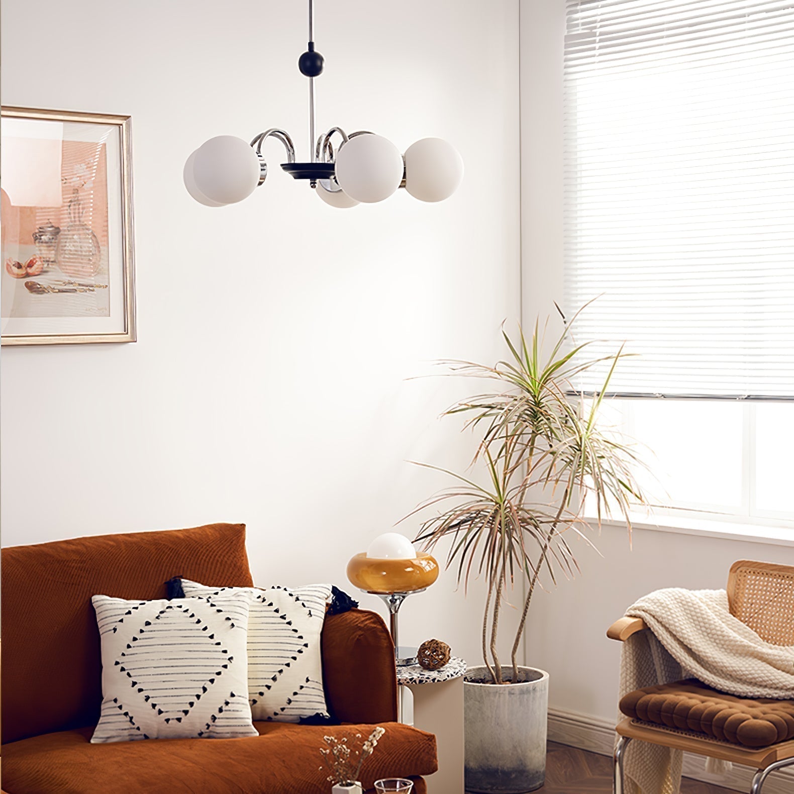 Lustra Lustre Cadre en Tige et Blanc