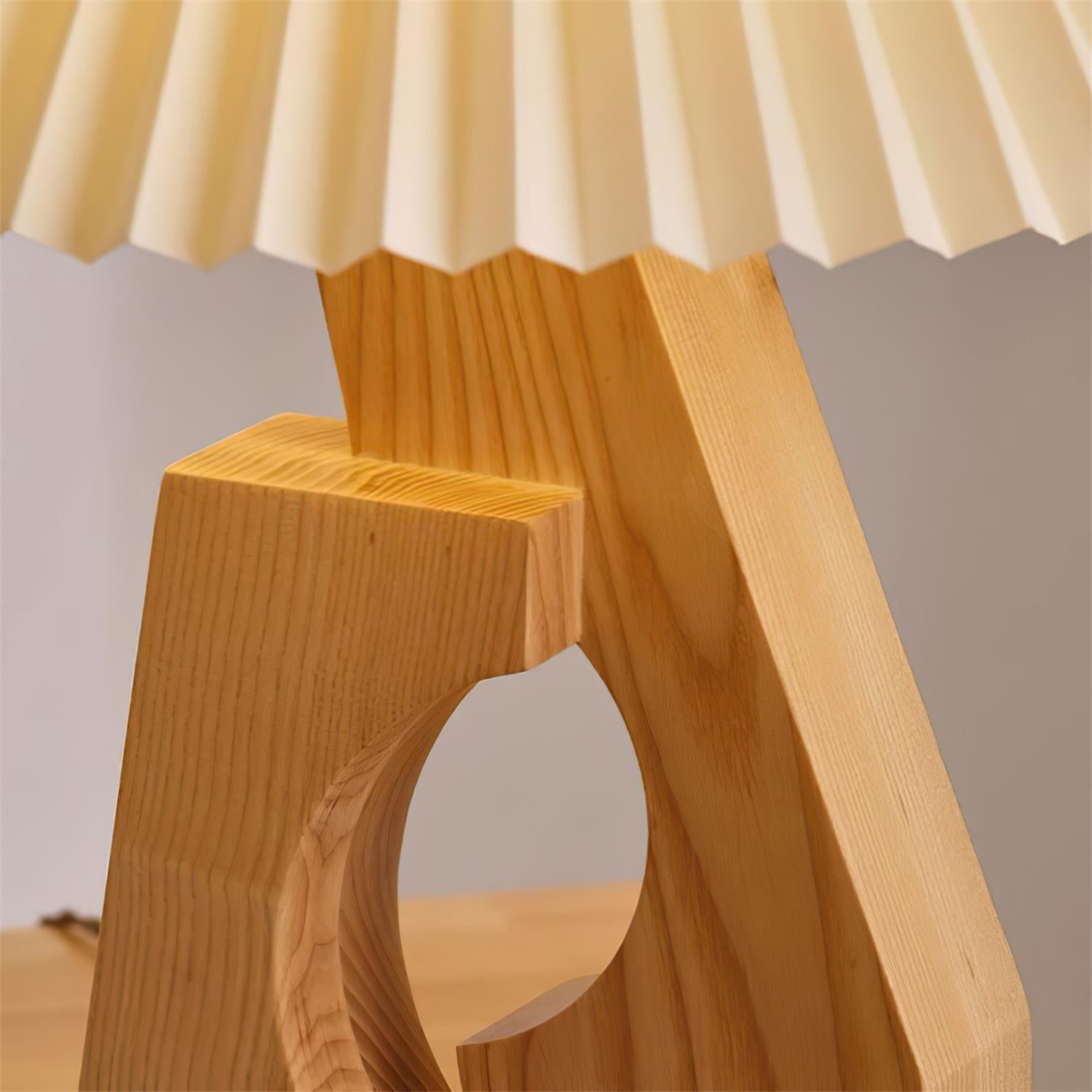 Zain Lampe de Table Plissée Papier Plissée Sculpturale en Bois