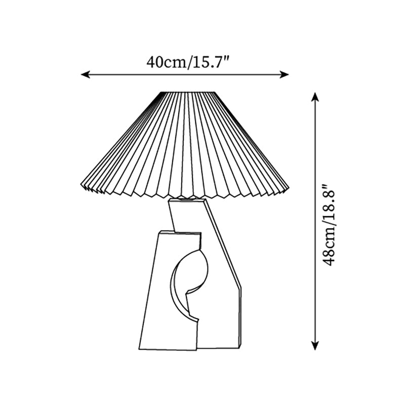 Zain Lampe de Table Plissée Papier Plissée Sculpturale en Bois