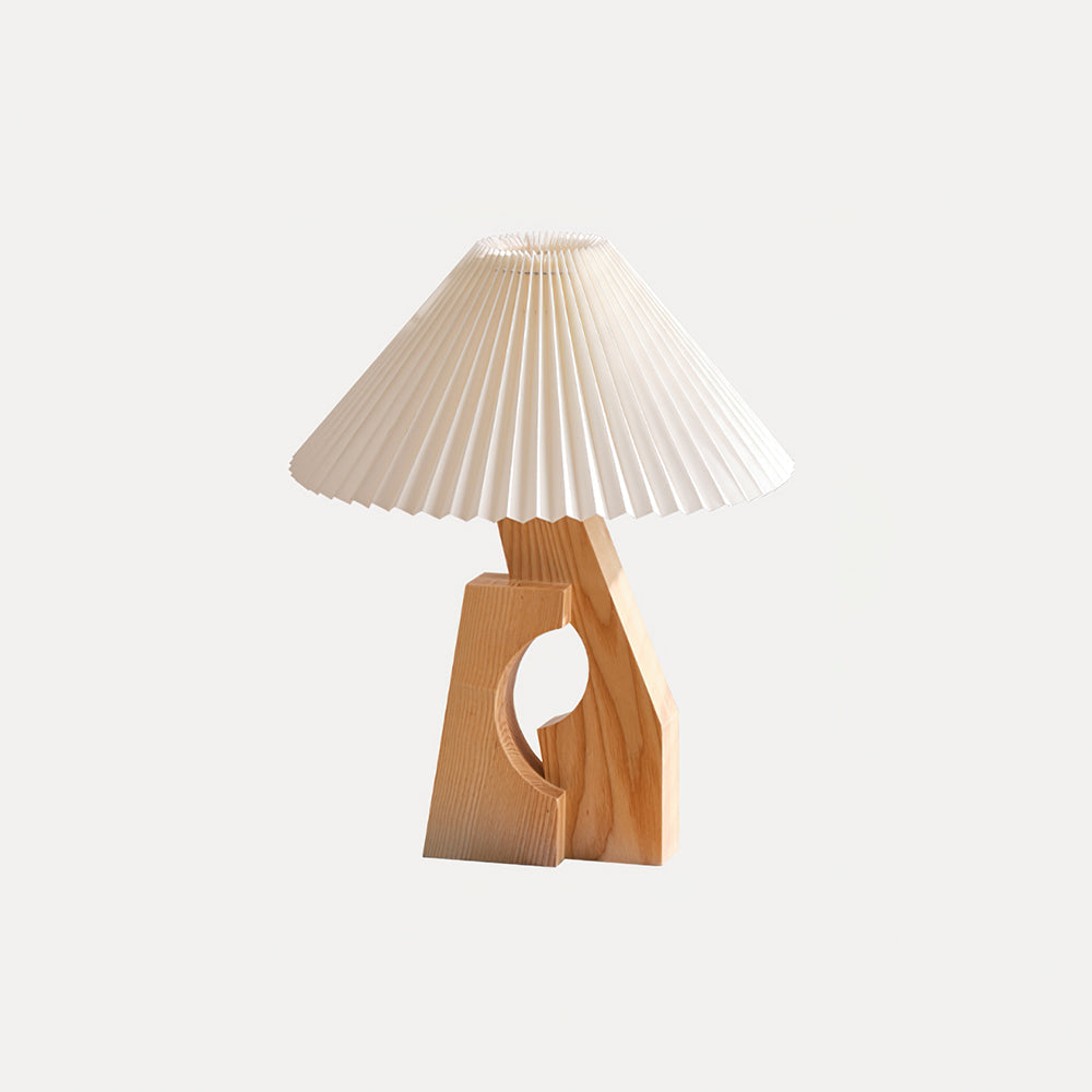 Zain Lampe de Table Plissée Papier Plissée Sculpturale en Bois