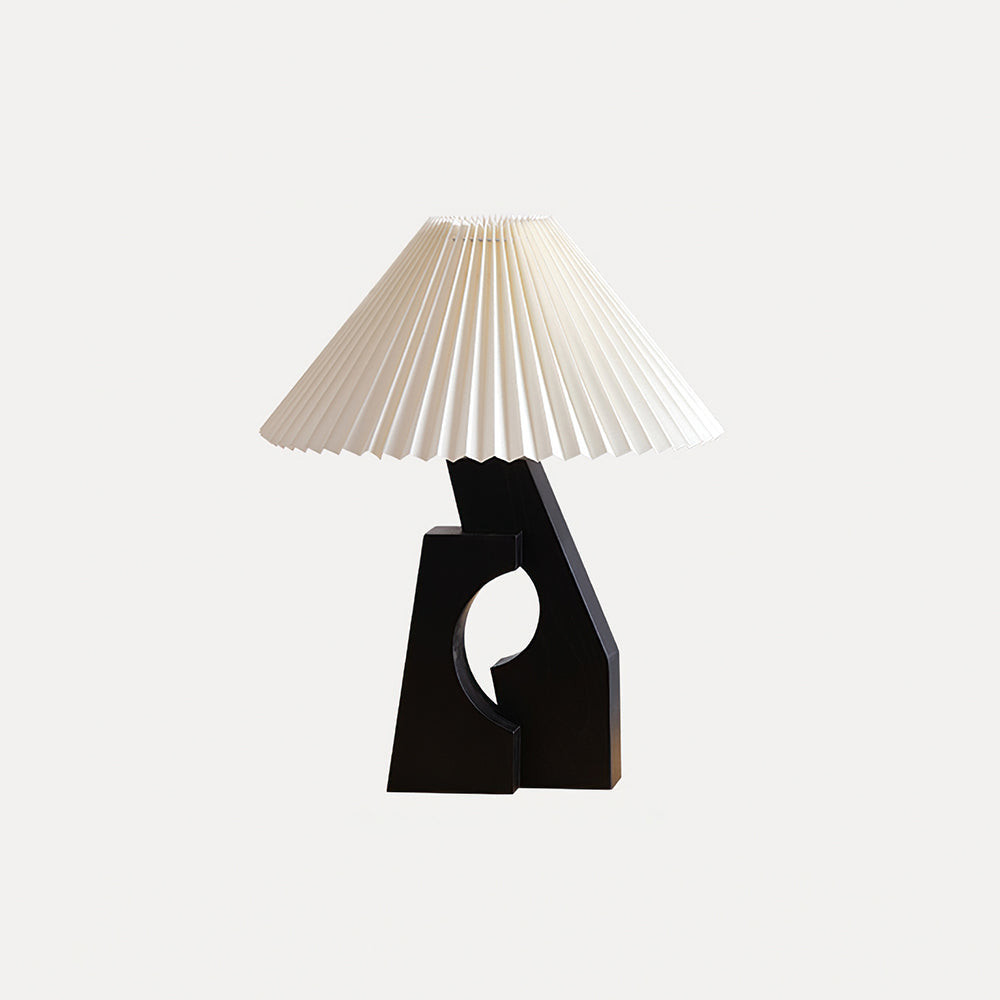 Zain Lampe de Table Plissée Papier Plissée Sculpturale en Bois