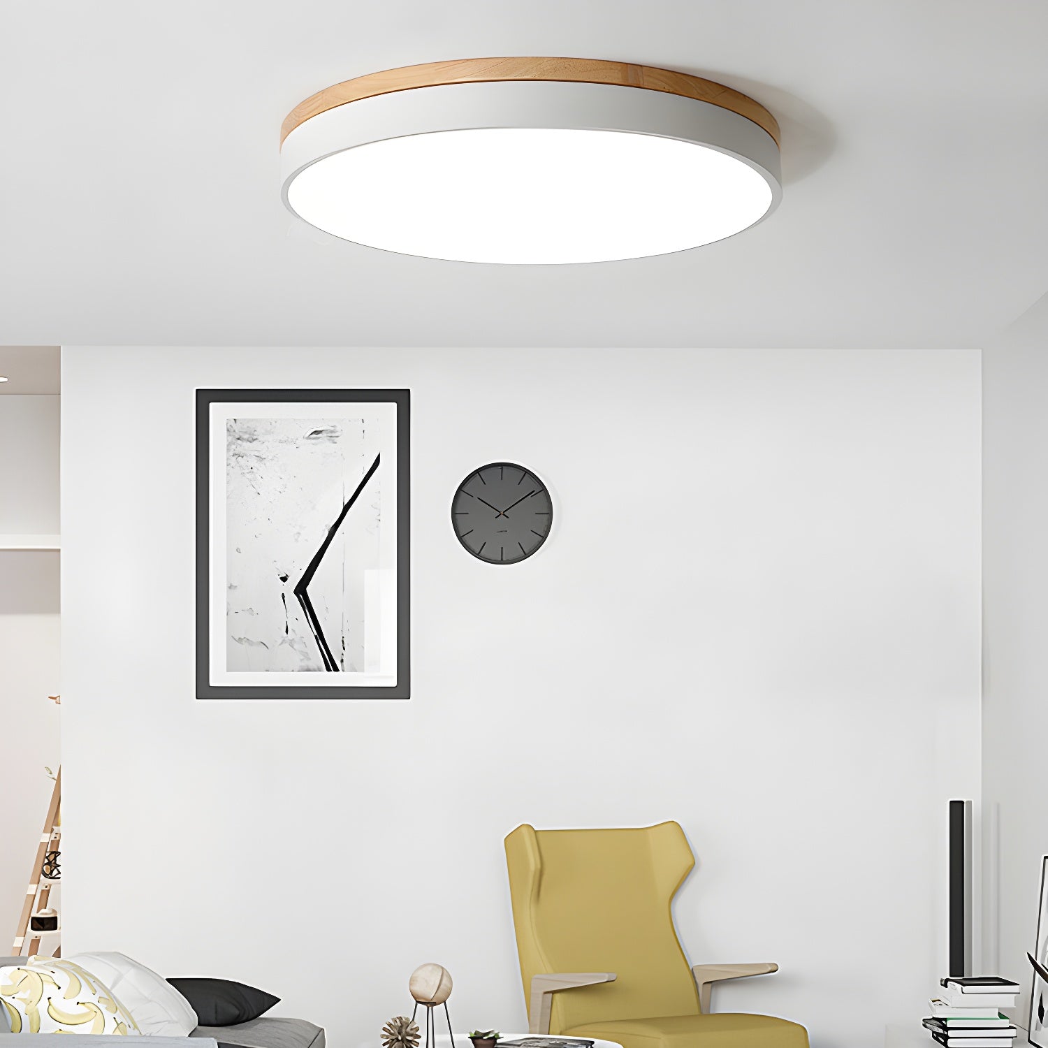 Solara Lampe Plafonnier Circulaire en Bois Moderne Minimaliste